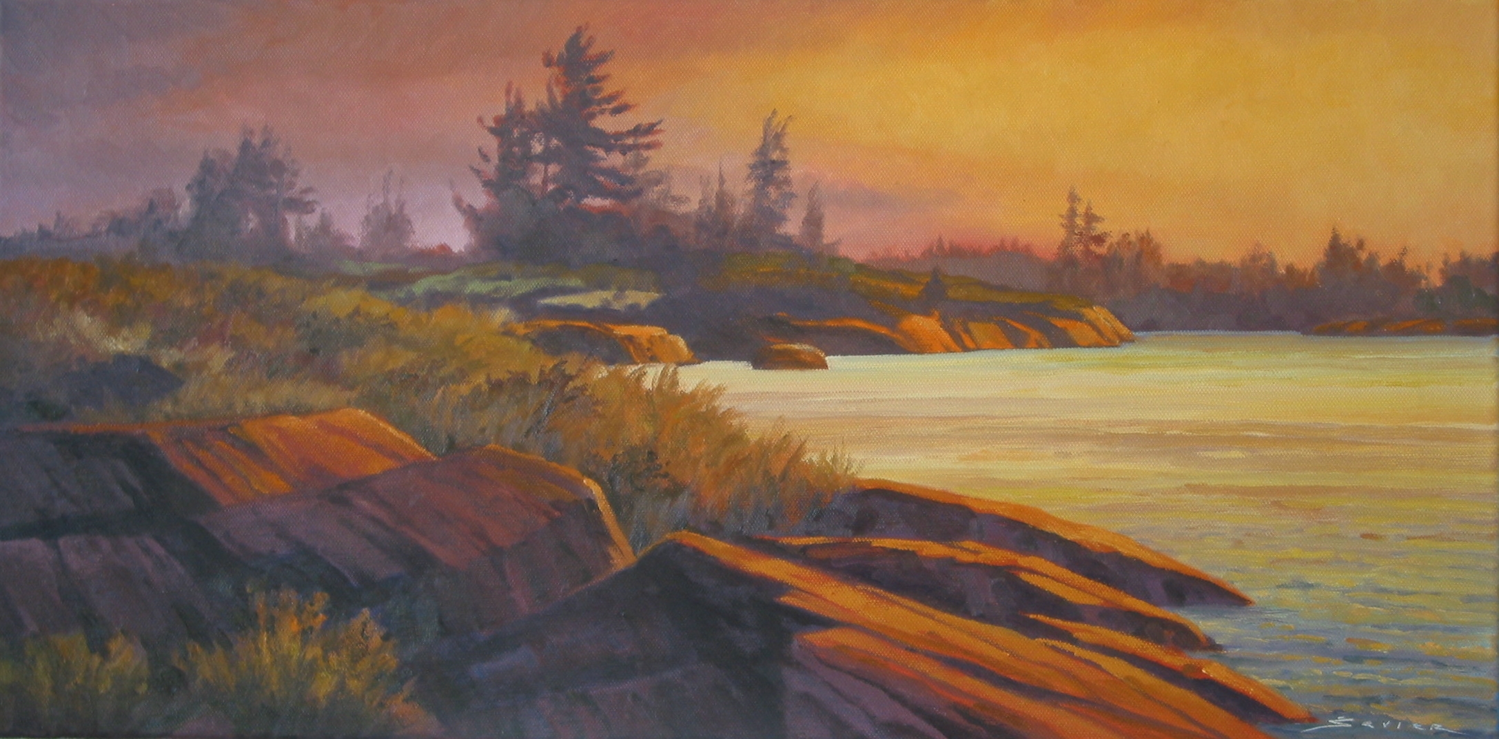  Evening Geo. Bay,&nbsp;12 x 24, oil 