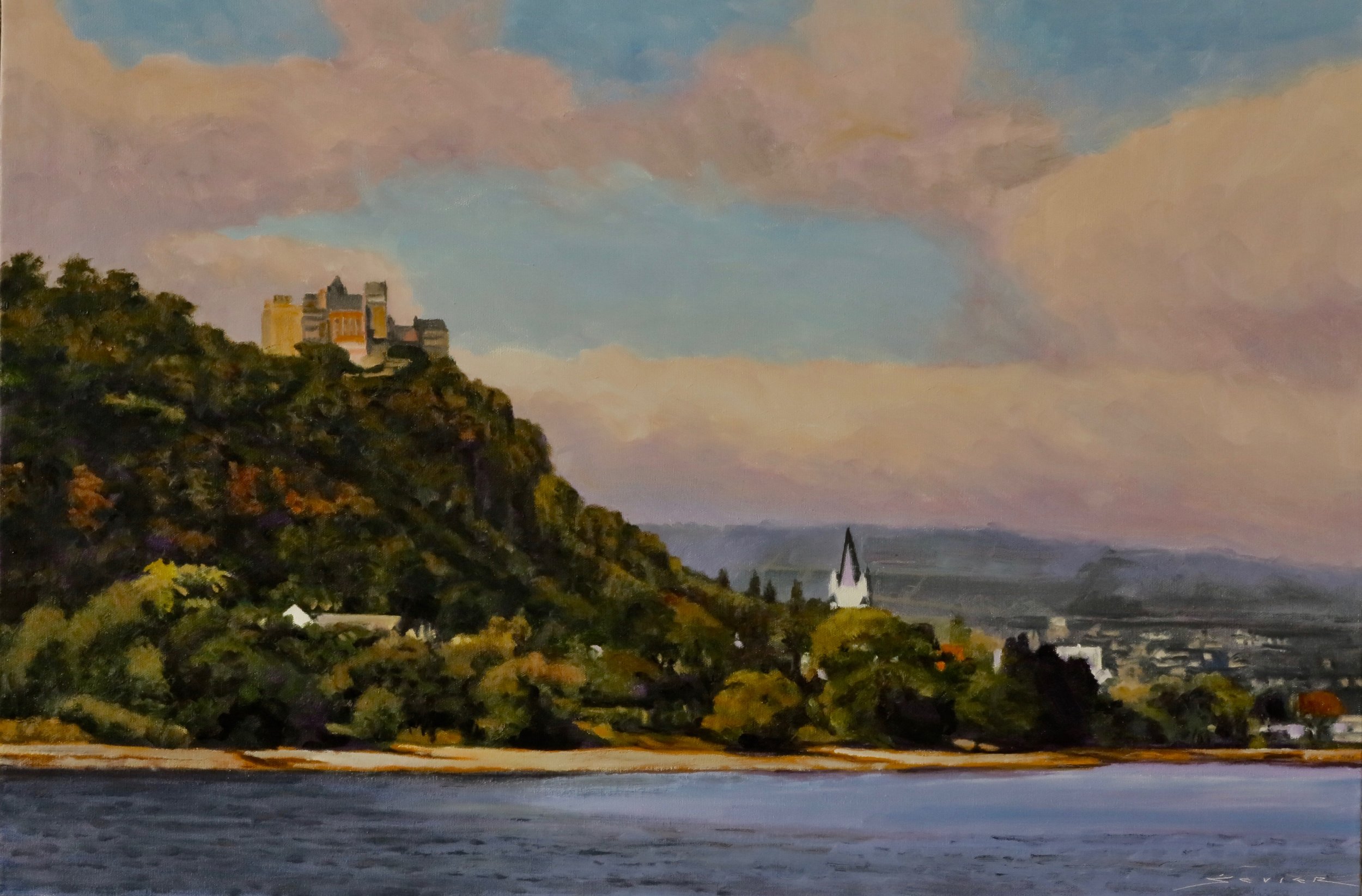 Gutenfels Castle, Kaub Germany 20" x 30" oil