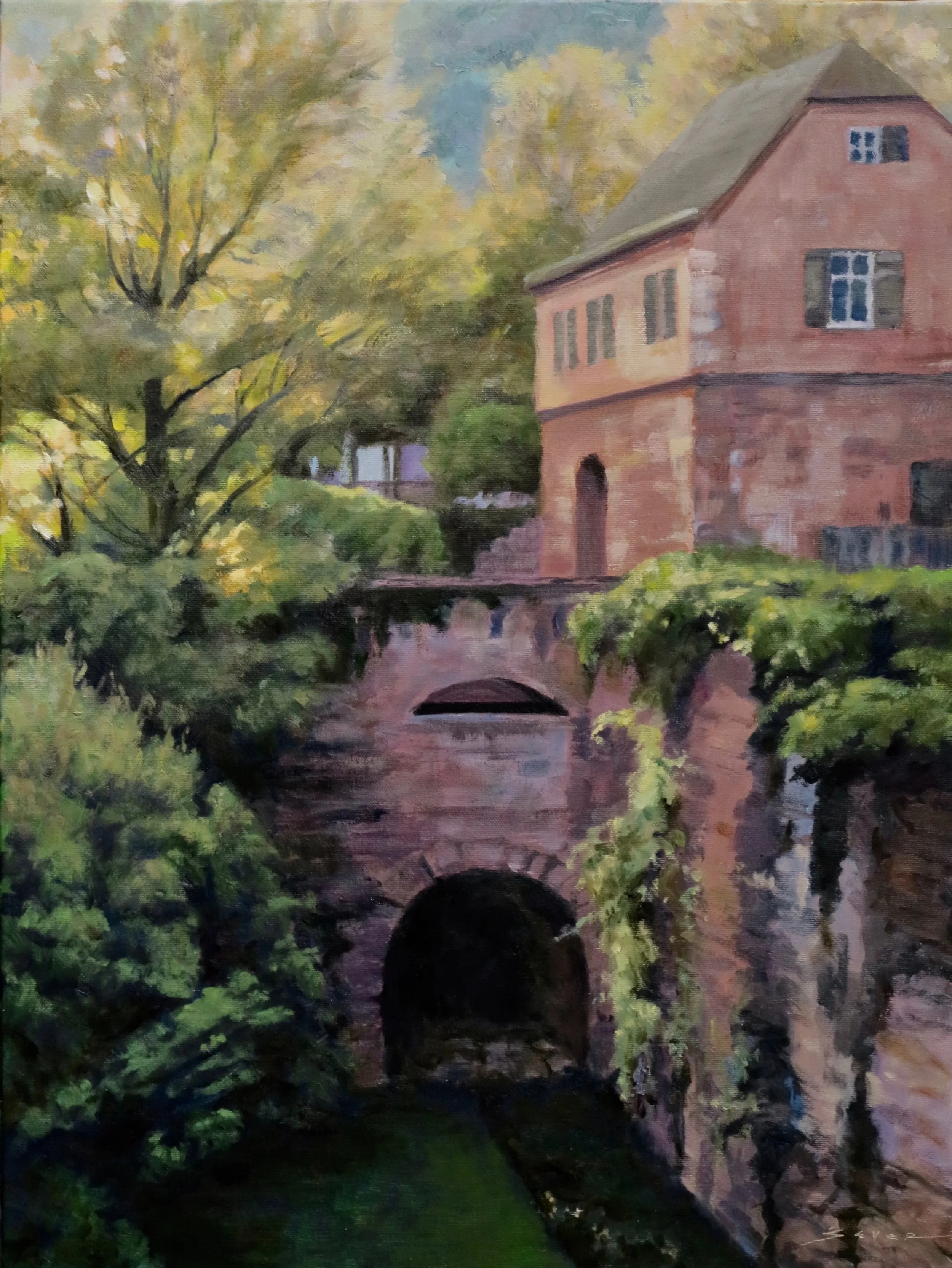 Castle Ruins, Heidelberg, Germany 24" x 18" oil