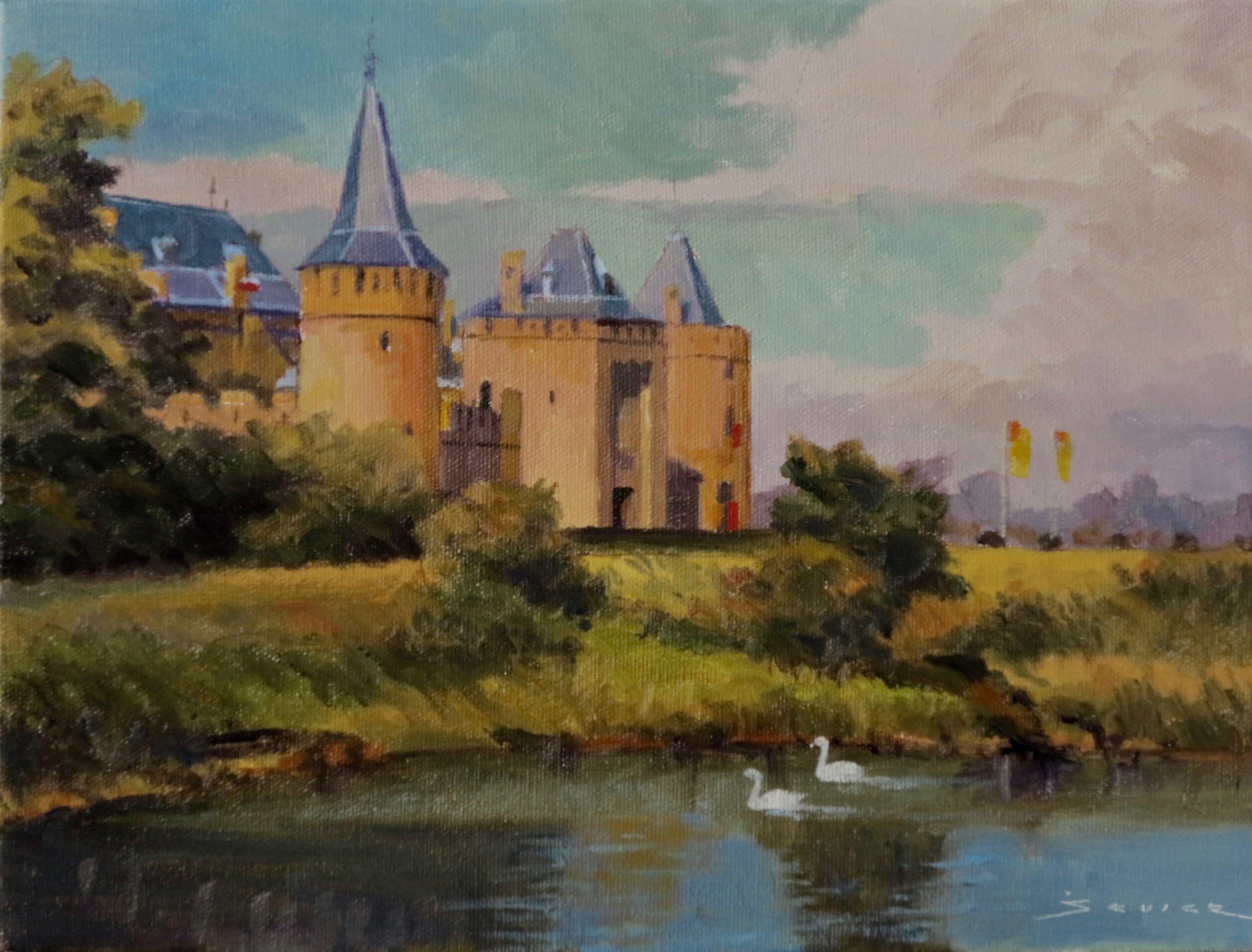  Muiderslot Castle, Amsterdam  9” x 12”  oil 