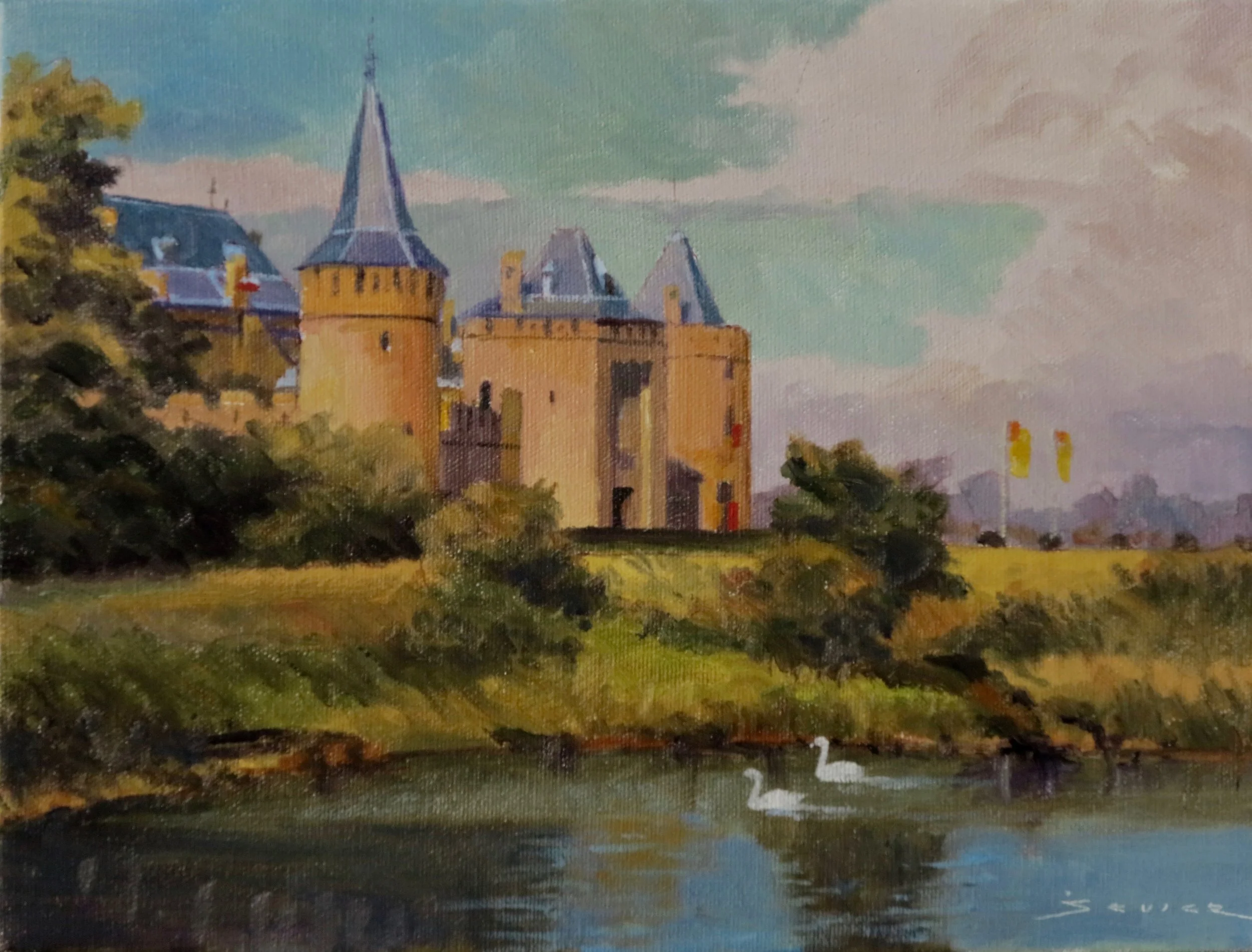 Muiderslot Castle, Amsterdam 9” x 12” oil
