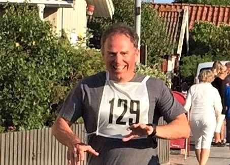 Your humble correspondent while visiting friends in Sweden - not sprinting, but fun!