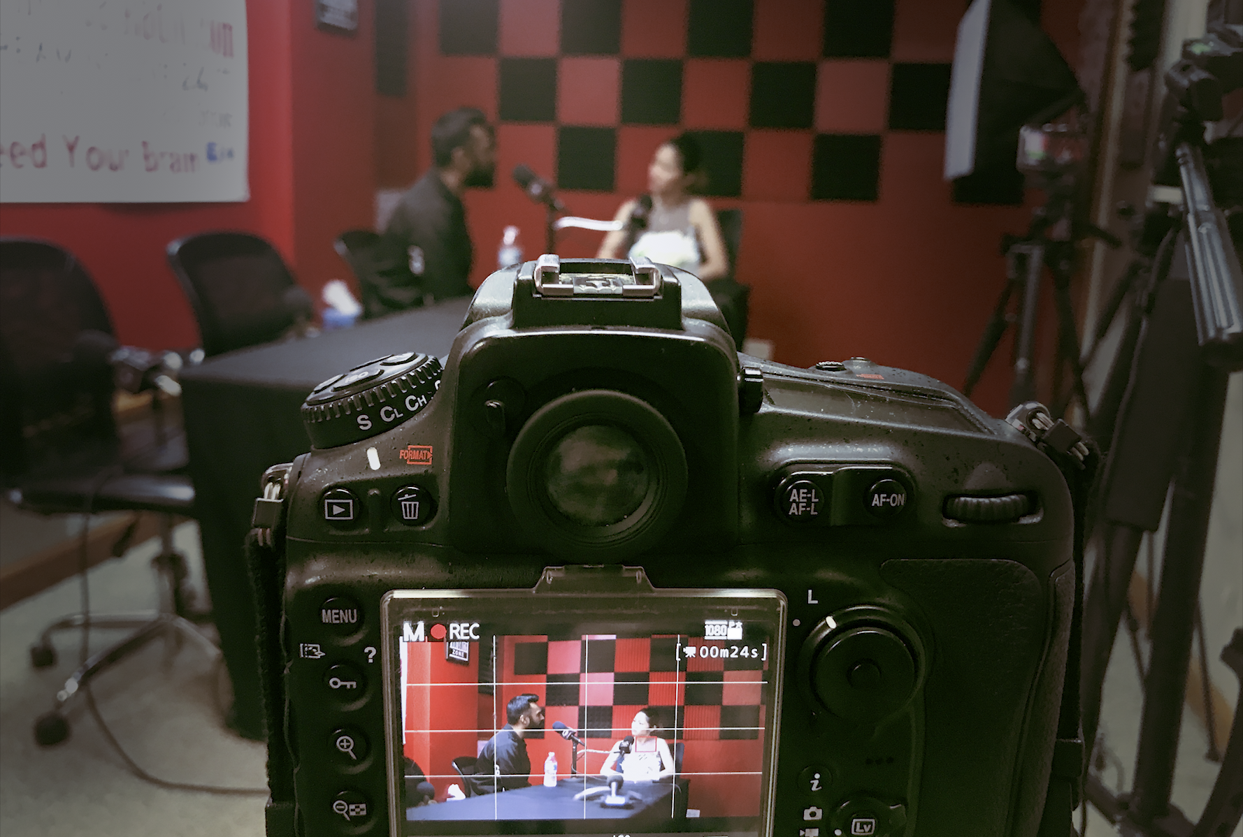 While filming a radio show