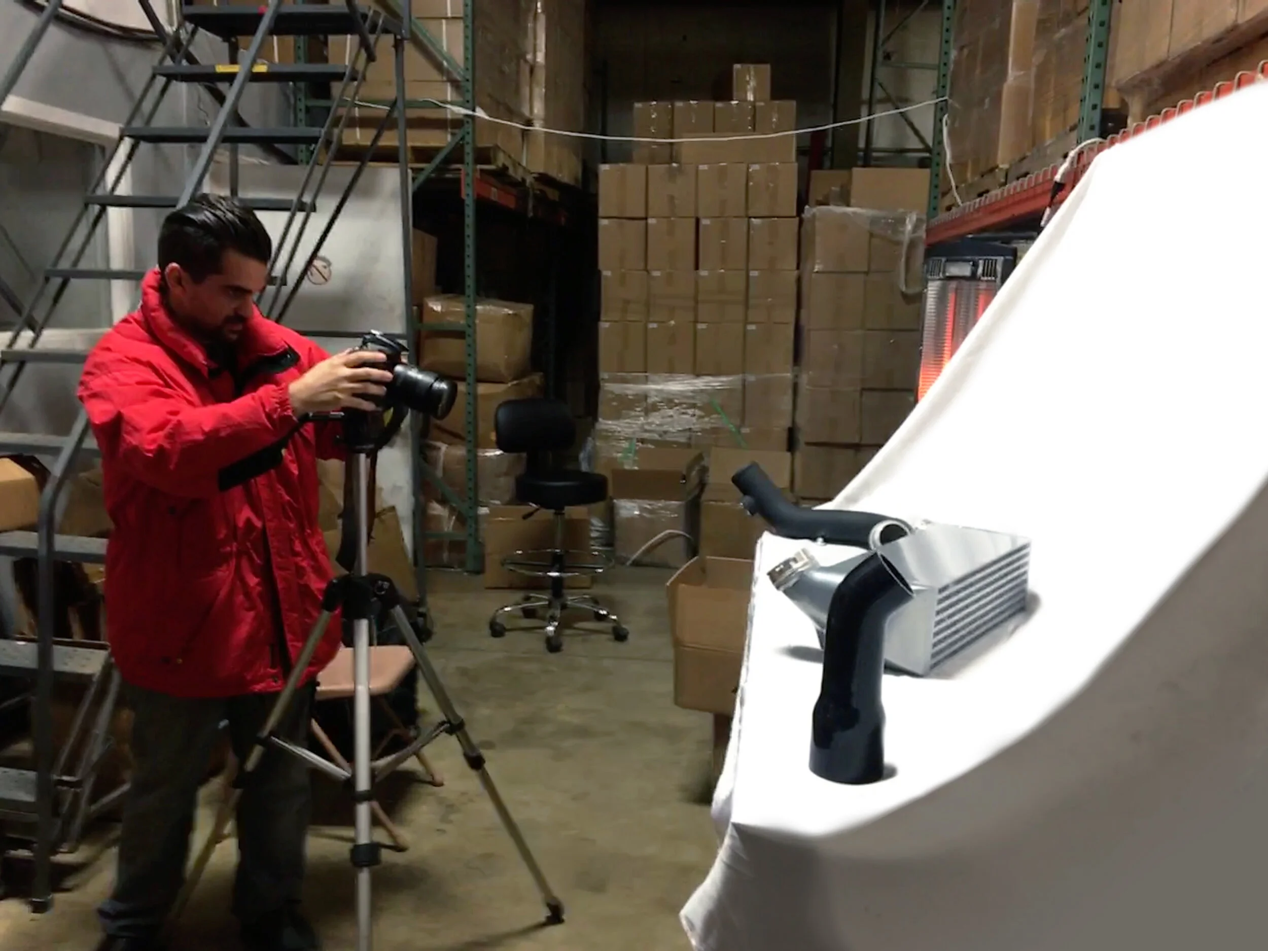 Chris Sche during product shoot.