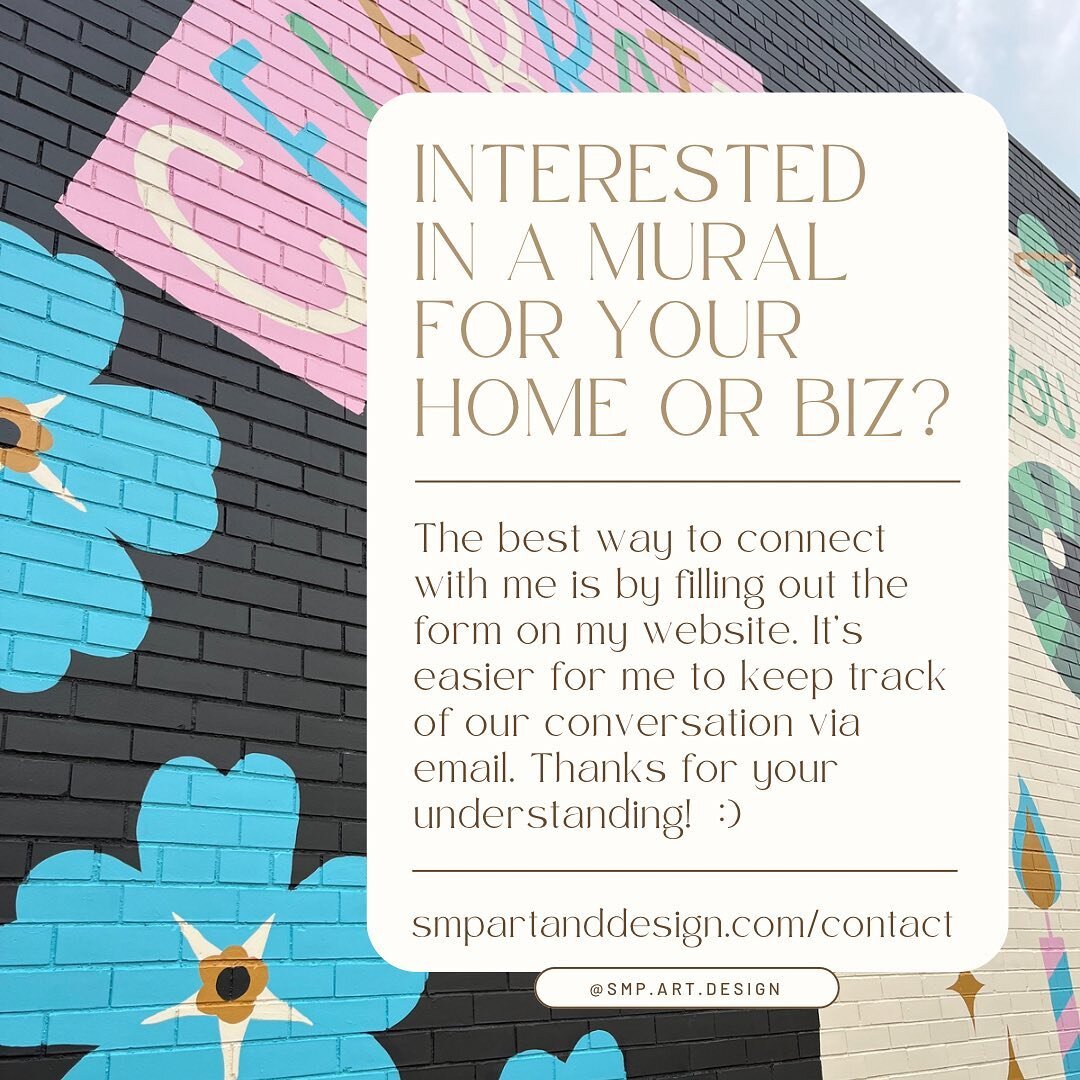 Hi! If you&rsquo;re interested in a mural for your home or business, id love for you to fill out the form on my website. 

If you&rsquo;re not sure on your budget or what you want, that is no problem! I&rsquo;m happy to chat and make something work f