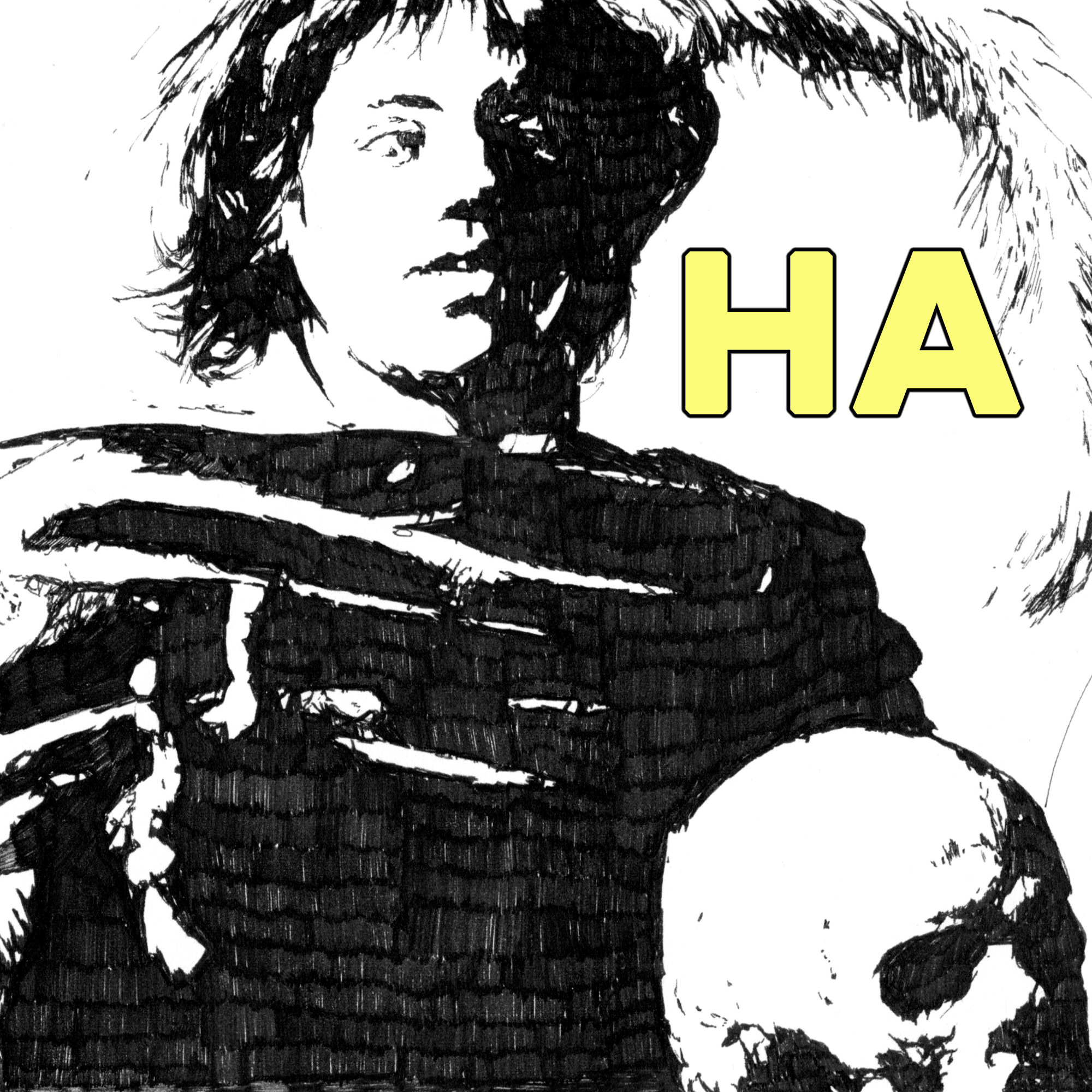Podcast art drawing by Thomas J Gamble from his INFINITE HESH comics.
