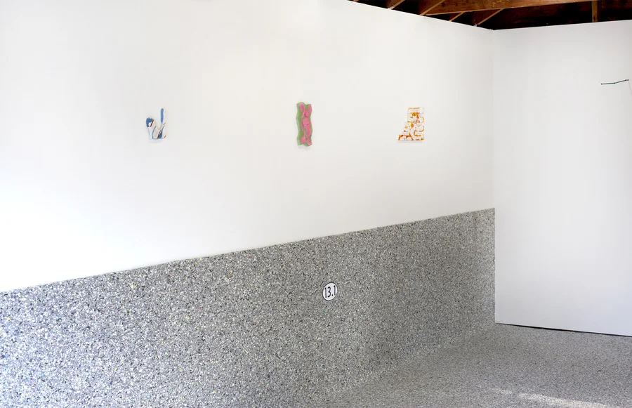 Installation view of "No More Ideas About My Ideas" (2016) featuring Carlos Rosales-Silva , Jeff Eaton , and Alyse Ronayne at Sadie Halie Projects, Minneapolis, MN