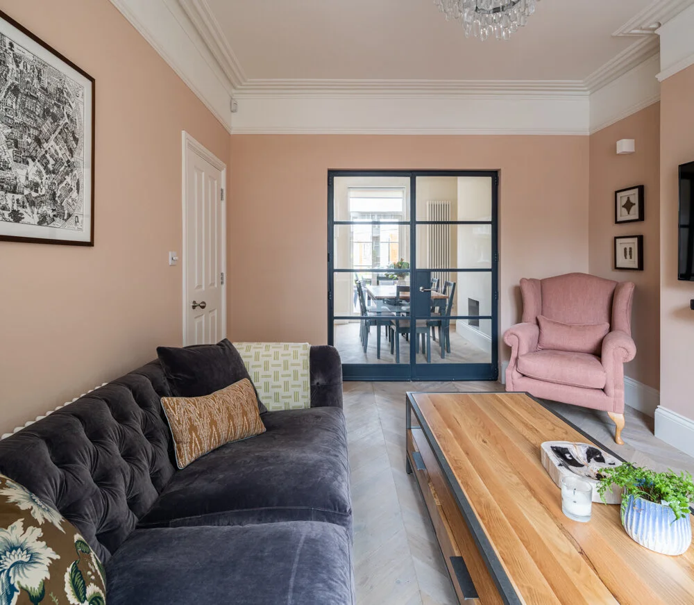 Farrow and Ball setting plaster living room by Lendel Stephens Architects