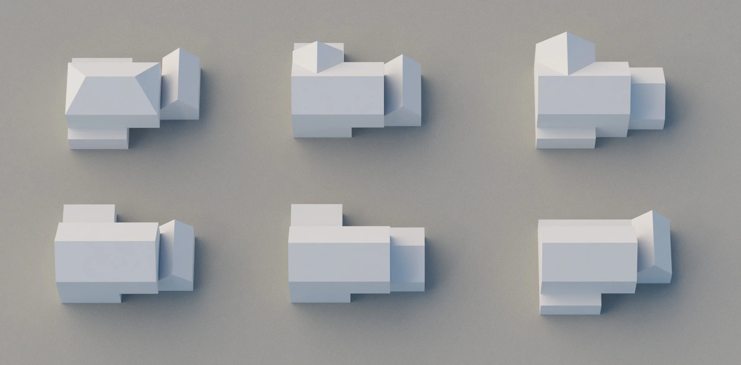 Massing models for new house design by Lendel Stephens Architects