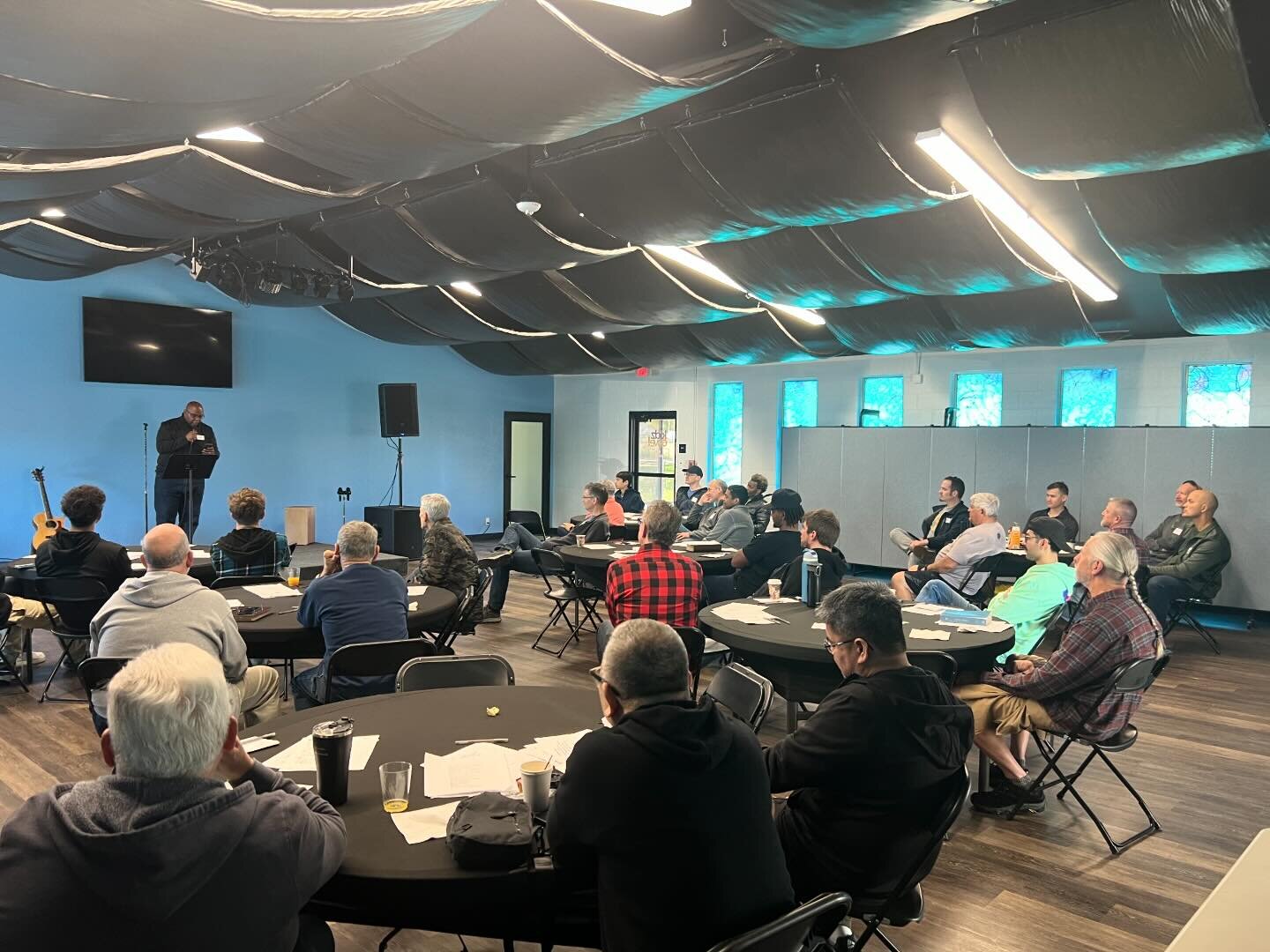 The men&rsquo;s breakfast was a hit! Thank you to everyone who made it happen. Good word from Pastor Carlos. Good planning from John. Lots of connections made 👊🏻👊🏿