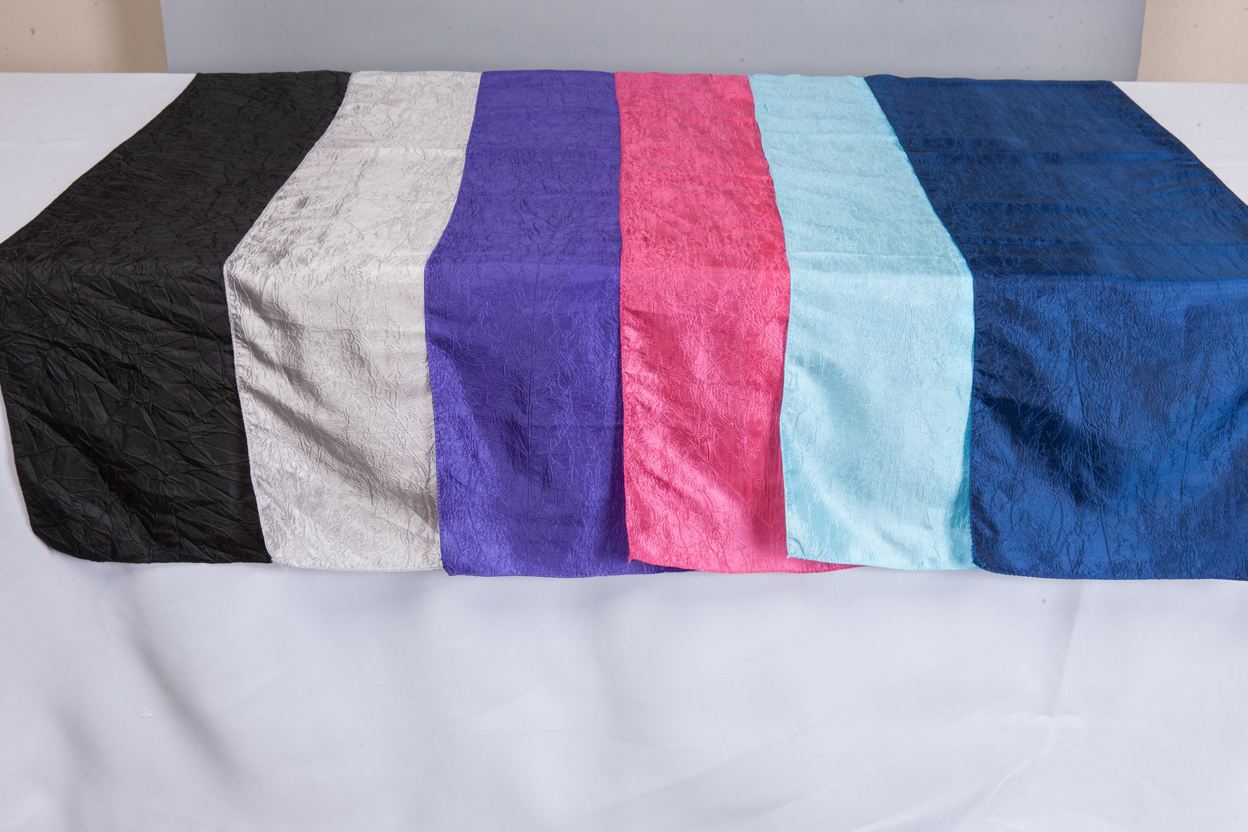 Black, Silver, Royal, Fuchsia, Light Blue, Navy Crushed Taffeta