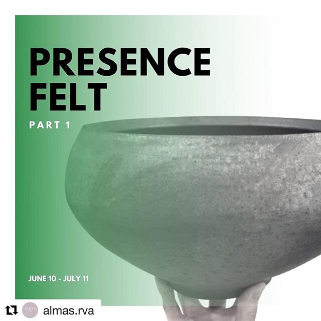 #Repost @almas.rva with @get_repost
・・・
💚✨Hi team! ✨💚Reminder that you get to come (in real life) to Alma&rsquo;s! We are Open Wed-Sat 11-6.
.

Featured now is Presence Felt, a curated exhibition grouping artists whose work and or programming has b