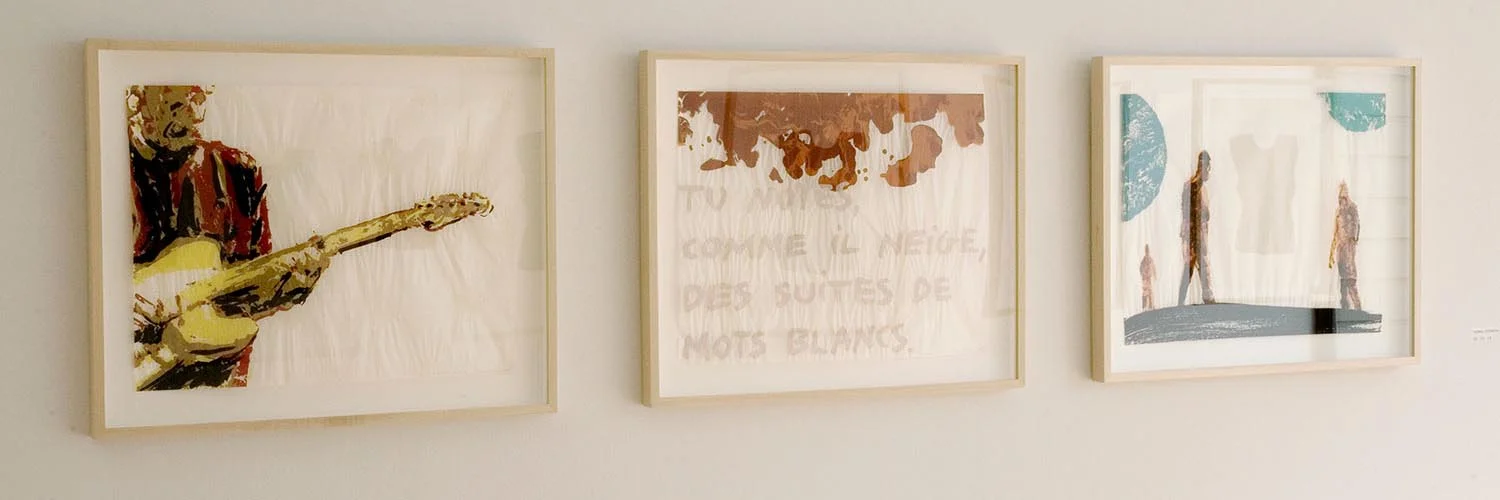 Mots blancs ( White Words ), 2009 sérigraphie à l’eau sur papier Gompi / silkscreen print on Gompi paper, 3 éléments