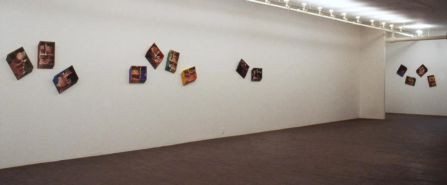 Les voisins ( The Neighbours ), 1990-91 acrylique sur contreplaqué, 13 éléments / acrylic on plywood, 13 elements vue de l’installation / installation view , Galerie Chantal Boulanger, 1991