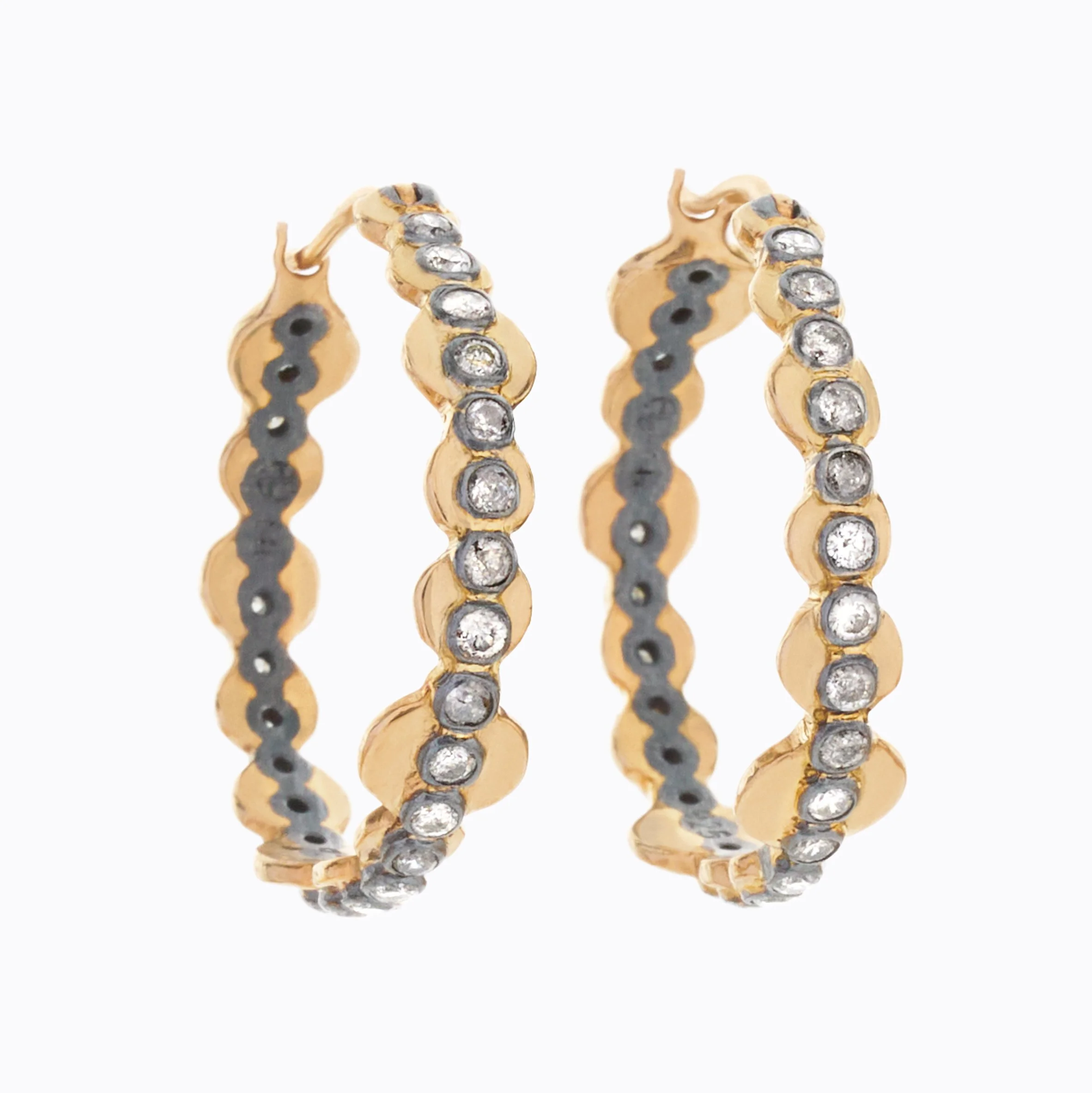 TE HENGA: Diamond Hoop Earrings
