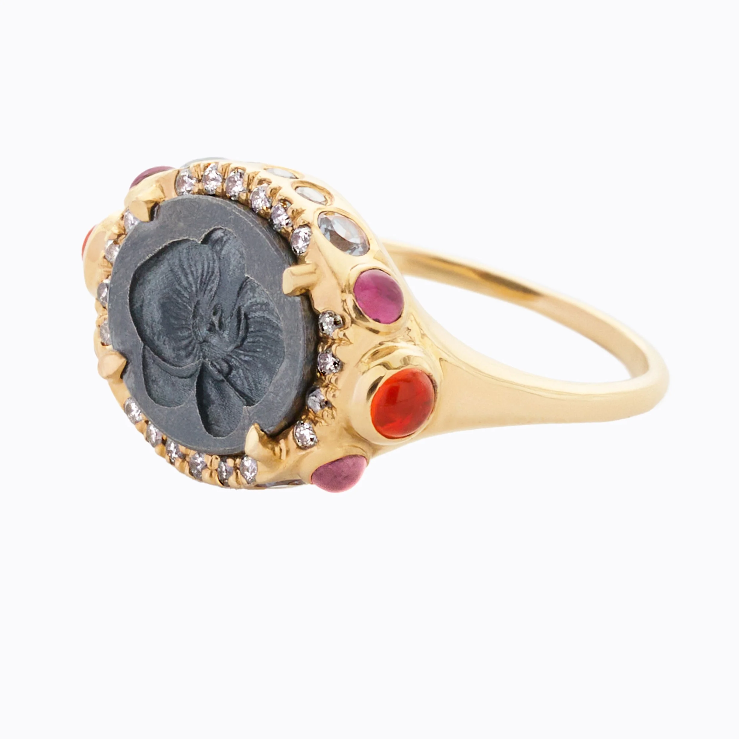 WAITEMATĀ: Orchid Gemstone Signet Ring