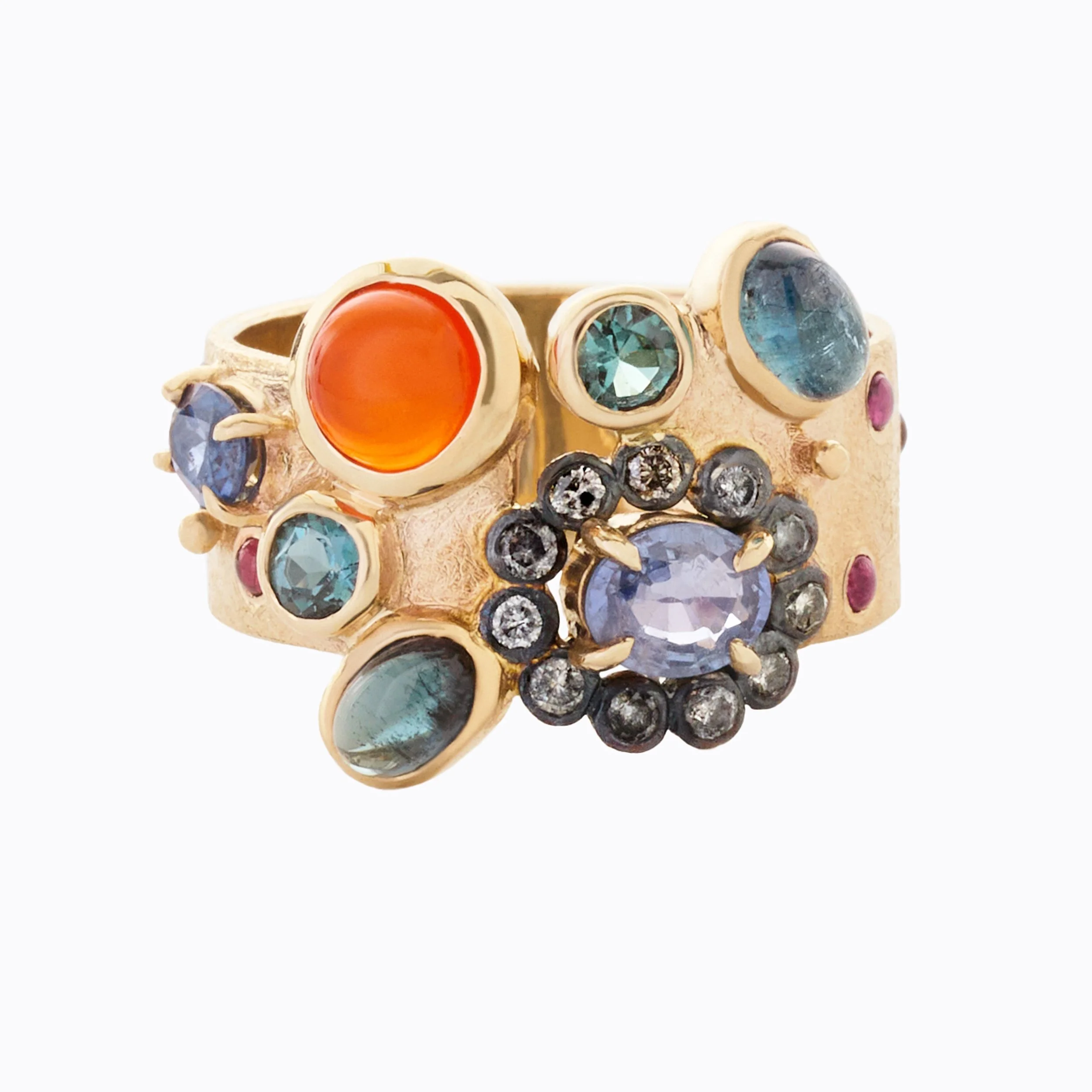 TAONGA: Wide Gemstone Cluster Band