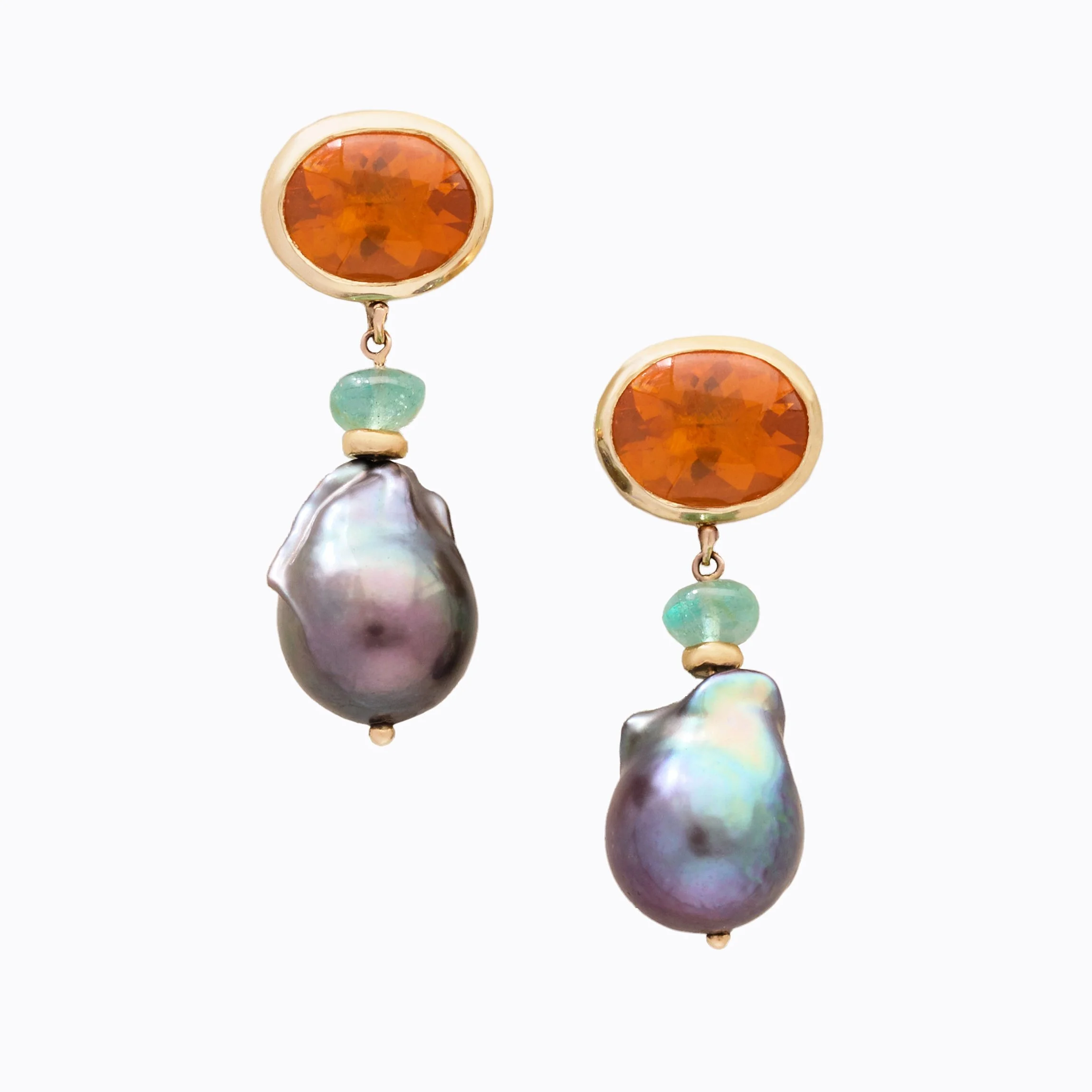 WAIHEKE: Opal, Paraíba Tourmaline and Pearl Earrings