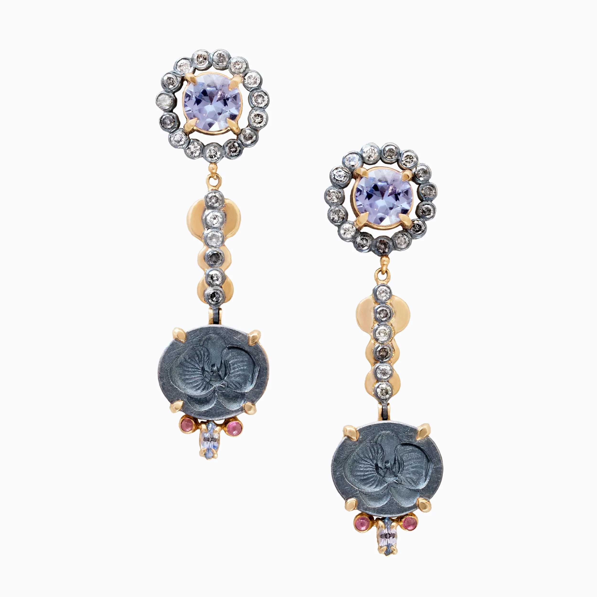 MŌRENA: Orchid, Sapphire, Garnet and Diamond Earrings