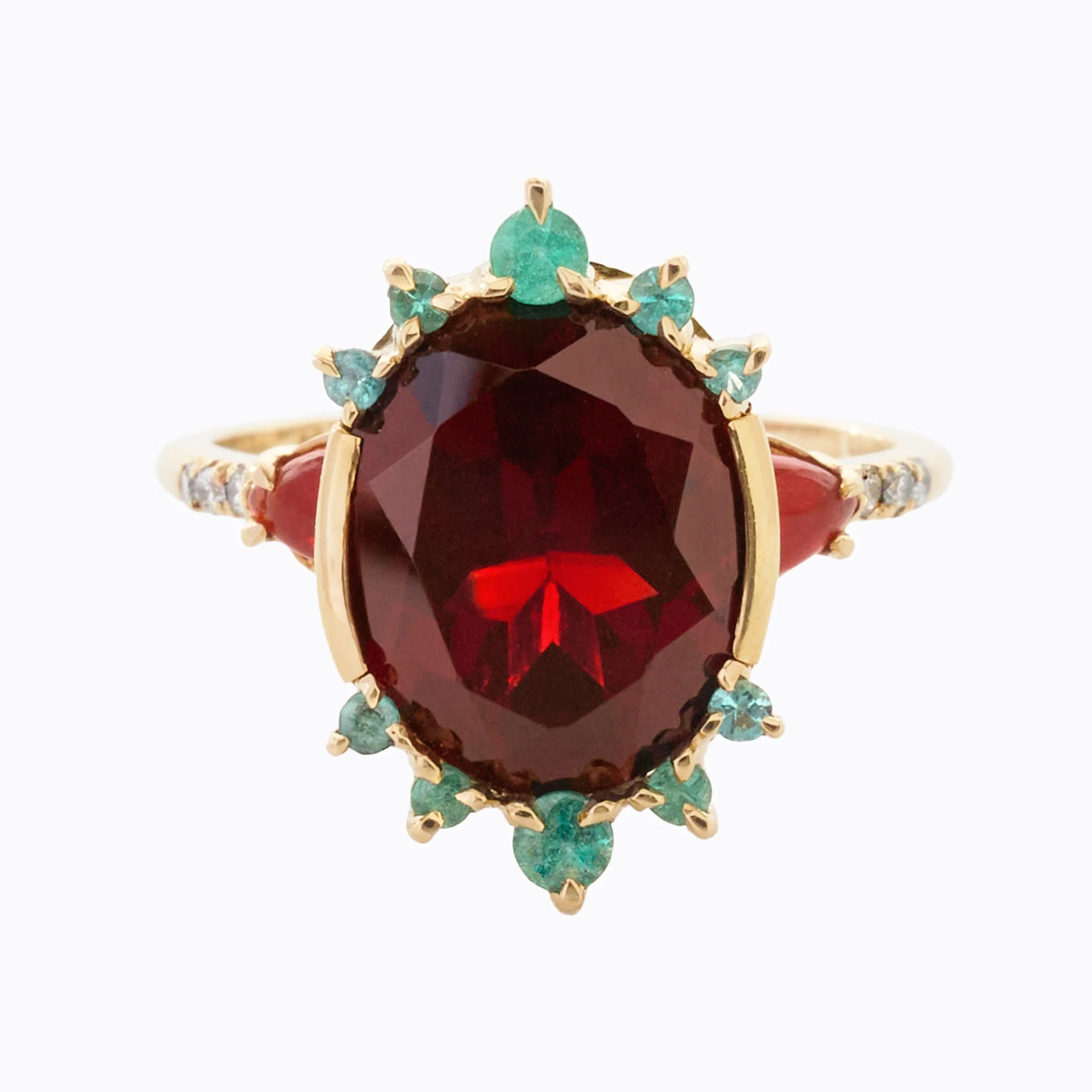 WHINA: Garnet, Paraíba Tourmaline, Opal and Diamond Ring