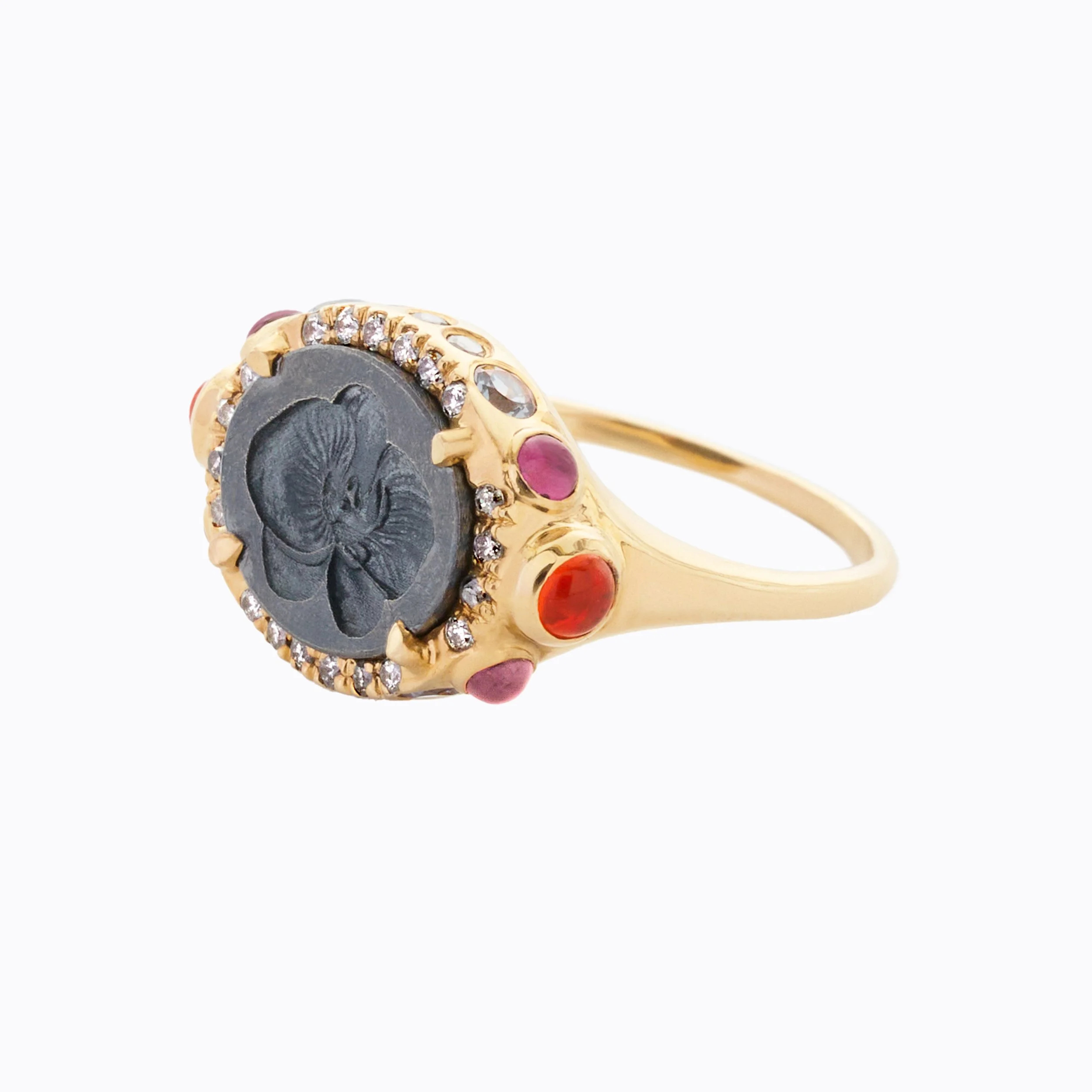 WAITEMATĀ: Orchid Gemstone Signet Ring