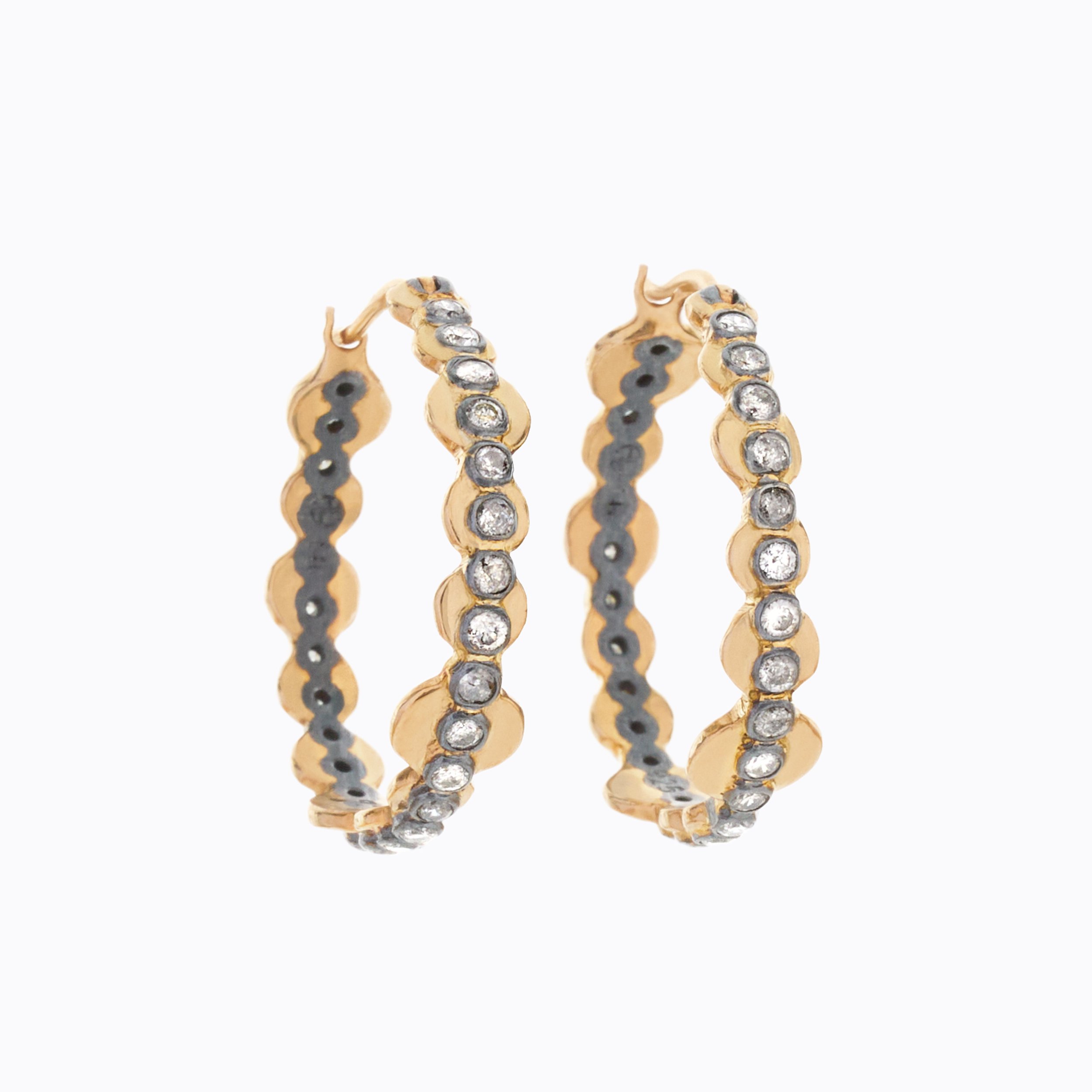 TE HENGA: Diamond Hoop Earrings