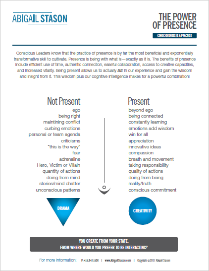 The Power of Presence (PDF) Recognize the qualities of presence