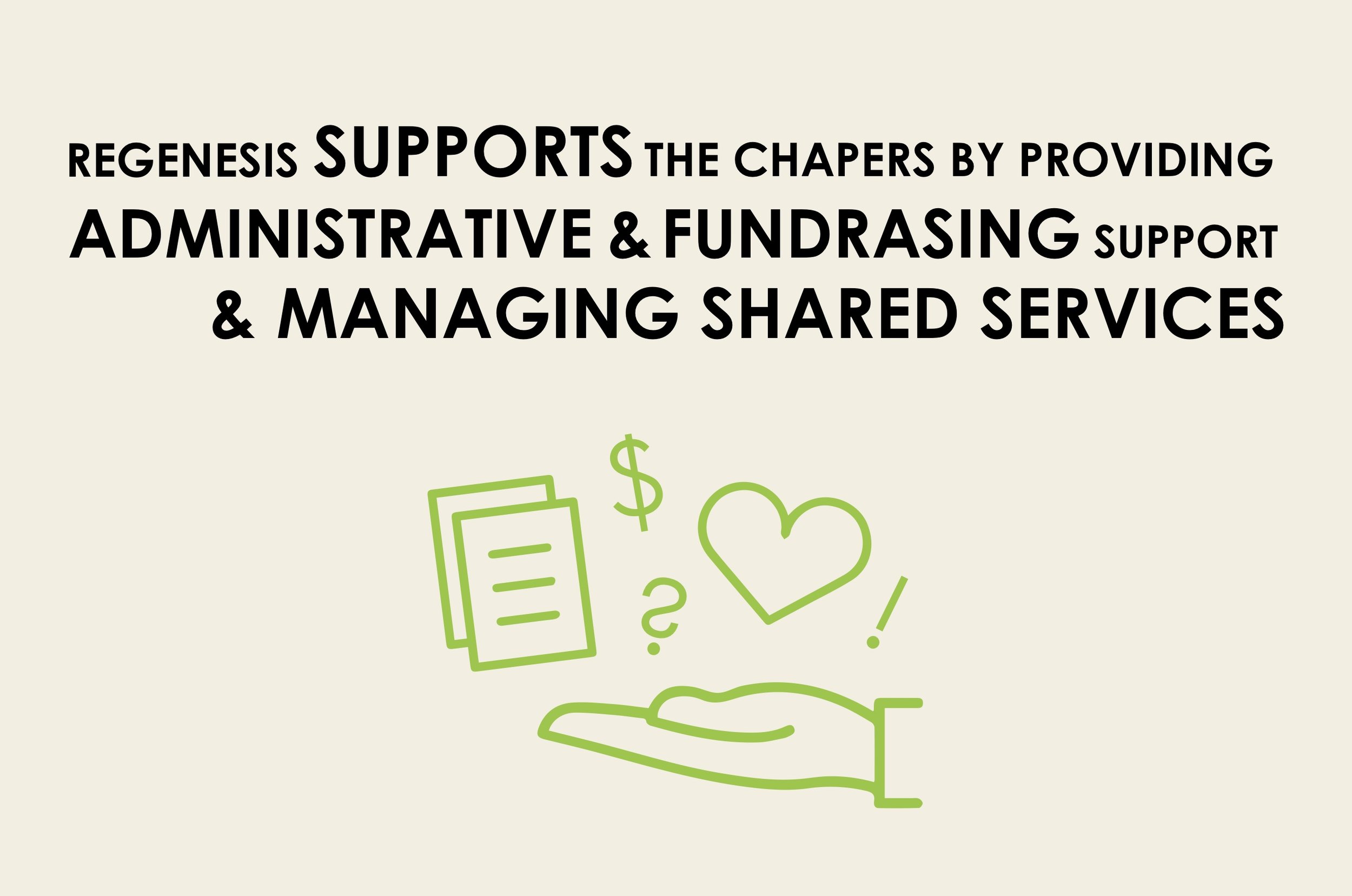 Regenesis supports the chapters by providing administrative and funding support.