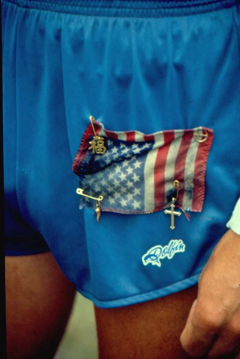 American flag – wore this on my shorts the entire way along with four religious medals my mother gave me, one even blessed by the Pope!