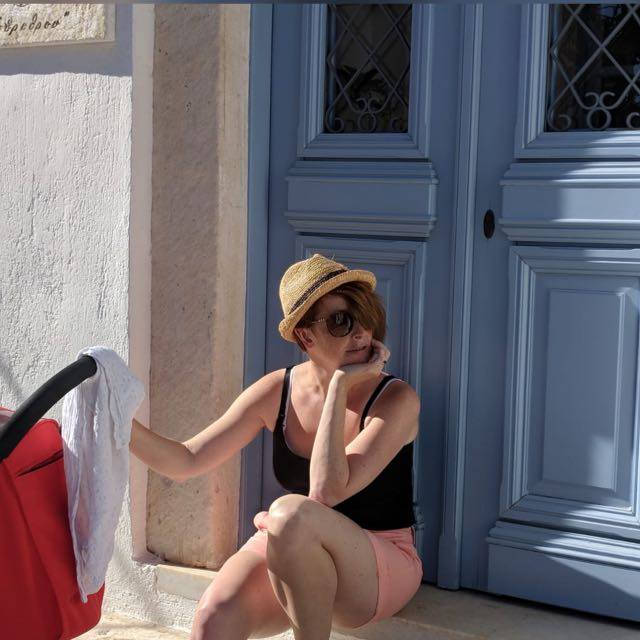 Me pondering all the silly, petty things I think about other people, whilst looking pensively at some whitewashed Greek houses.