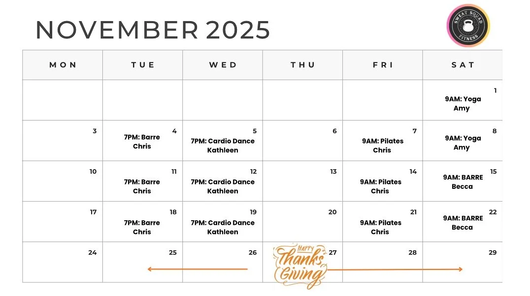 As the holidays ramp up, we are condensing our schedule to allow for all of the festivities coming up! We hope you can join us as much as possible!