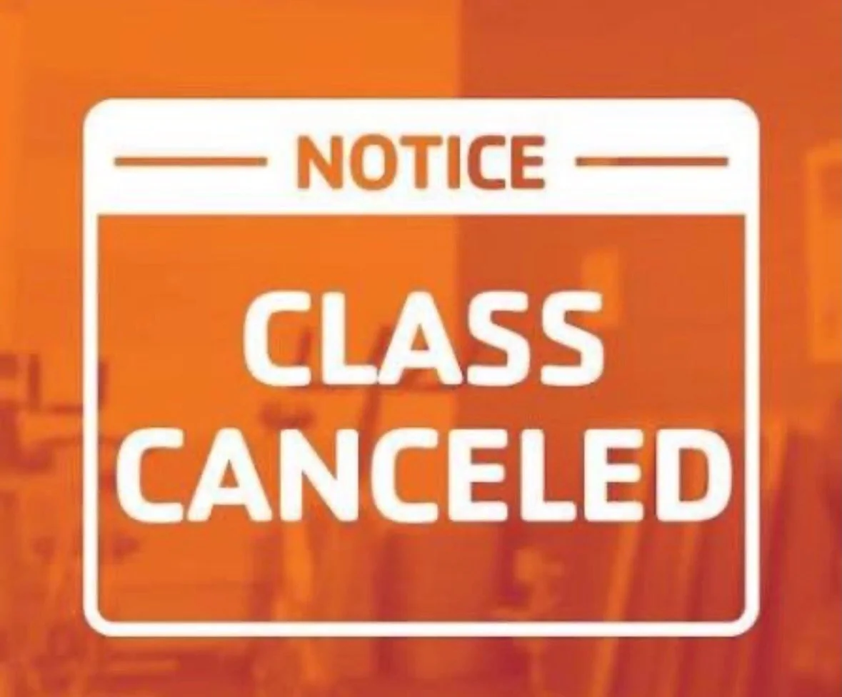 Out of an abundance of caution, all classes this evening are canceled due to the weather. Please stay safe everyone!