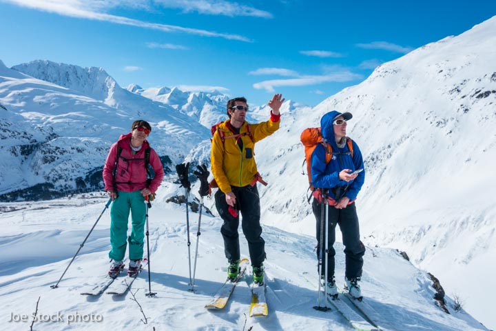 Cathy Flanagan, Tobey Carman and Cortney Carman in the Western Chugach. 
