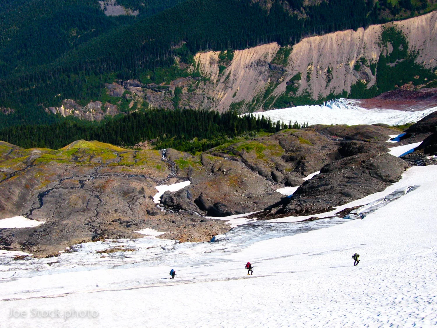 Climbing Mount Baker's Easton Glacier with trim lines visible high above the present glacier surface.