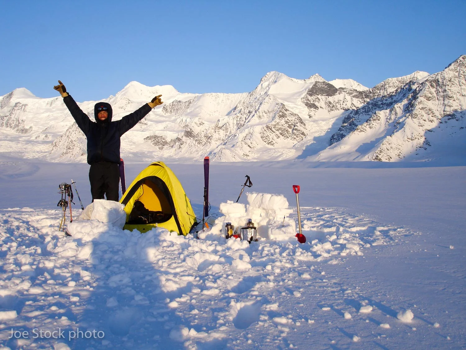 Joe halfway up the Marcus Baker Glacier. Above is Mount Marcus Baker, the highest summit in the Chugach.
