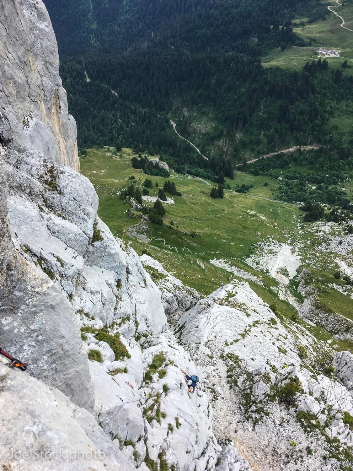 Todd Passey climbing sunny limestone at the Col de la Colombière. On this leisurely day, we left Chamonix late, climbed 14 pitches and chatted the entire way.