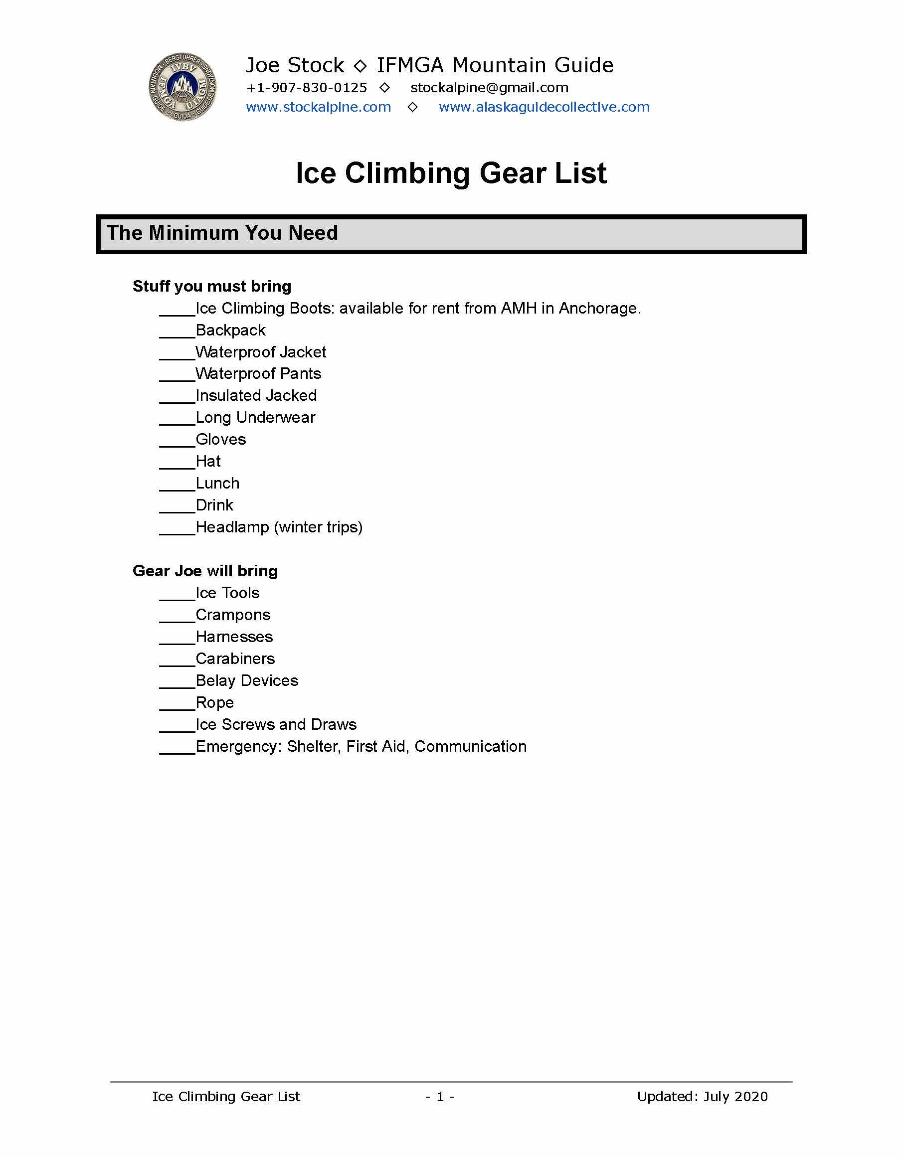 Climbing and mountaineering with IFMGA Mountain Guide Joe Stock