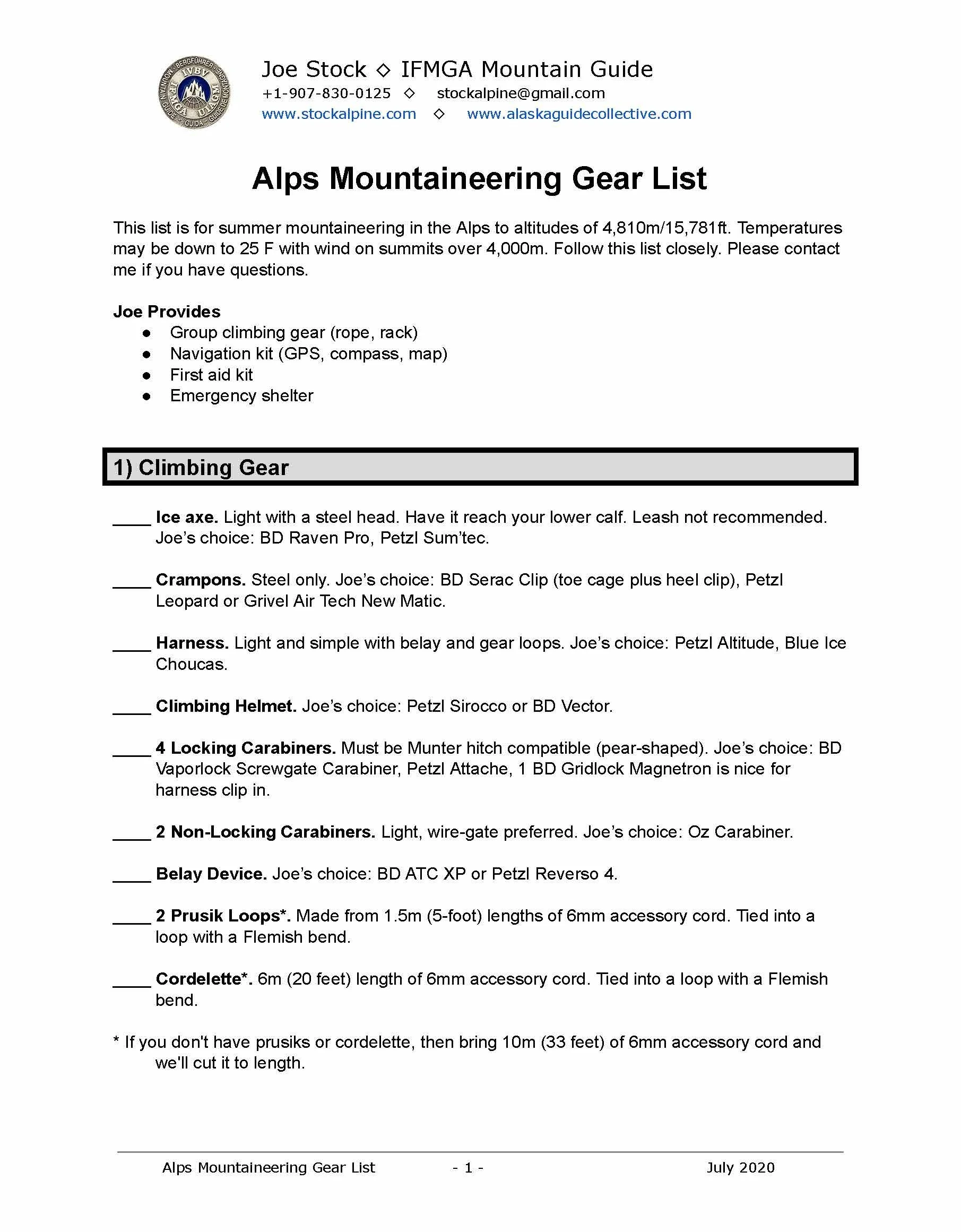 Climbing and mountaineering with IFMGA Mountain Guide Joe Stock