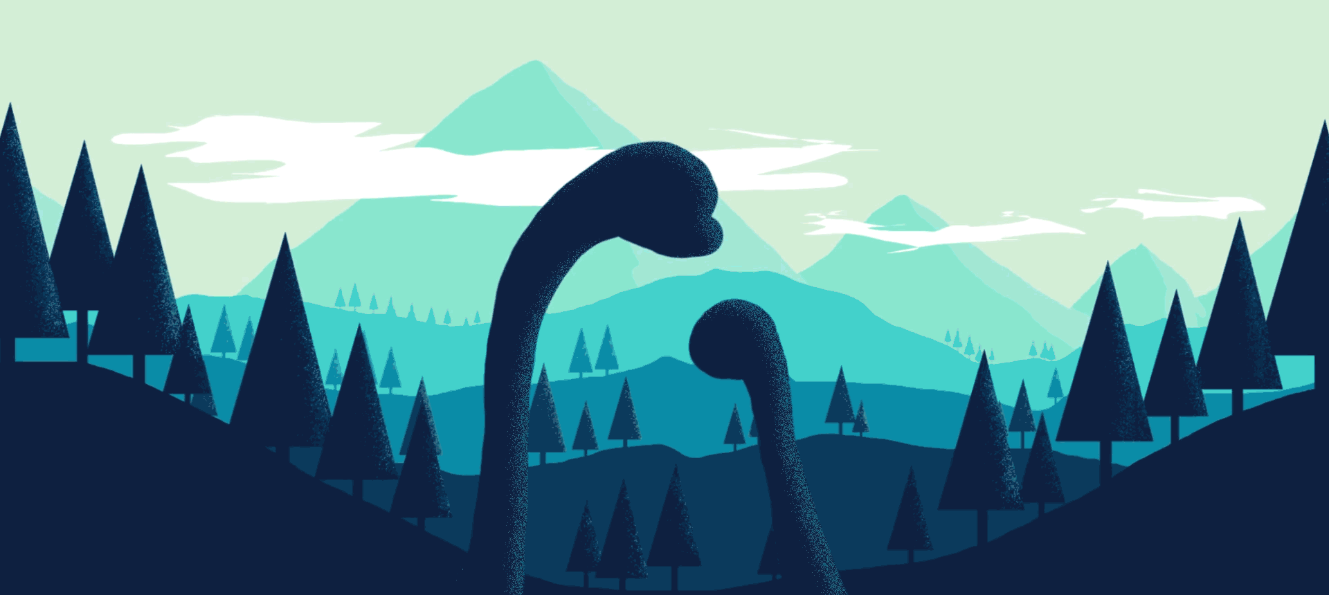 I was doing some style exploration. Then my 2yo daughter looked at it and said "dinosaur, dinosaur!" So I had to add dinosaurs and animate them.