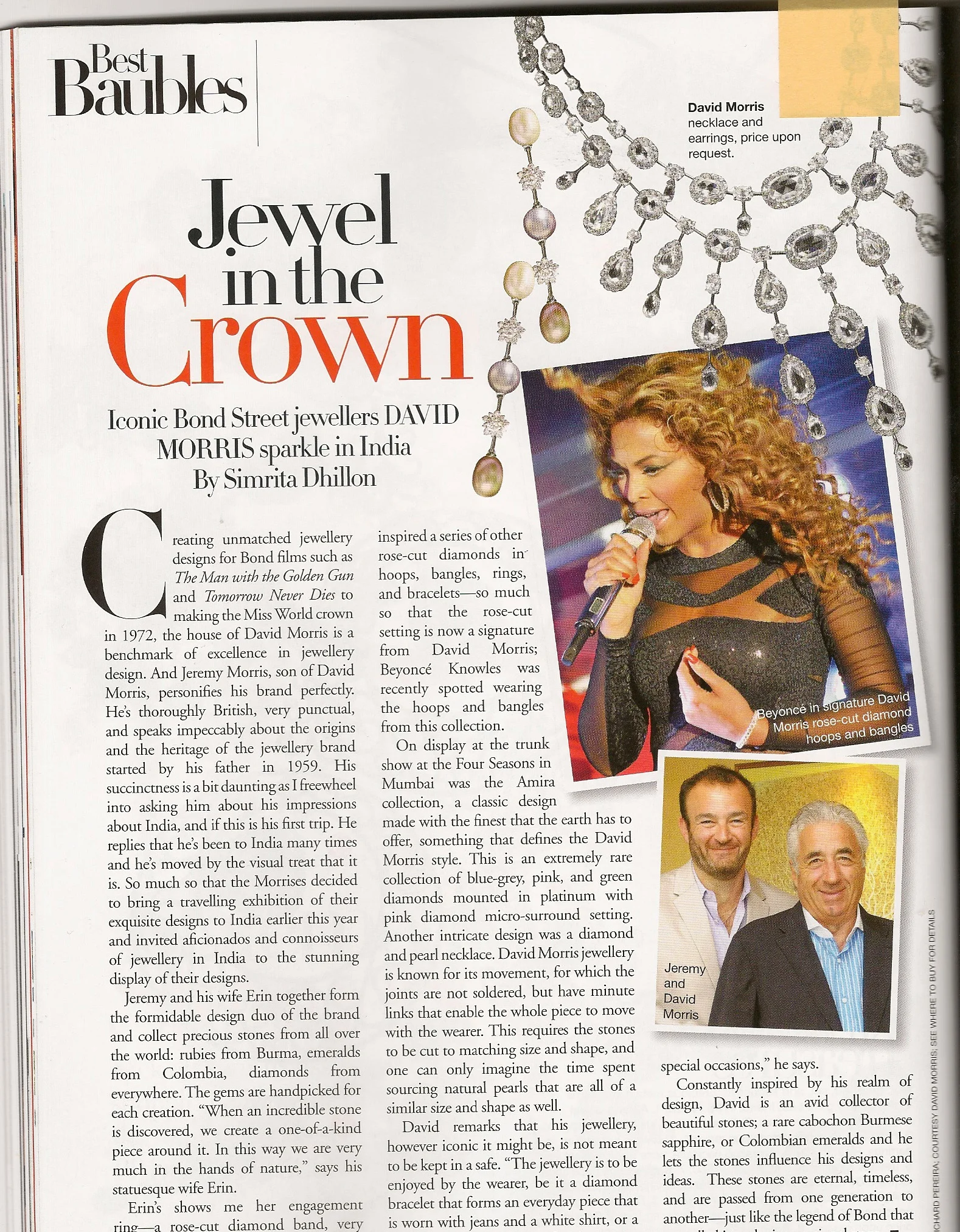 Jeweller David Morris, Interviewed by Simrita Dhillon, for Harpers Bazaar, INDIA