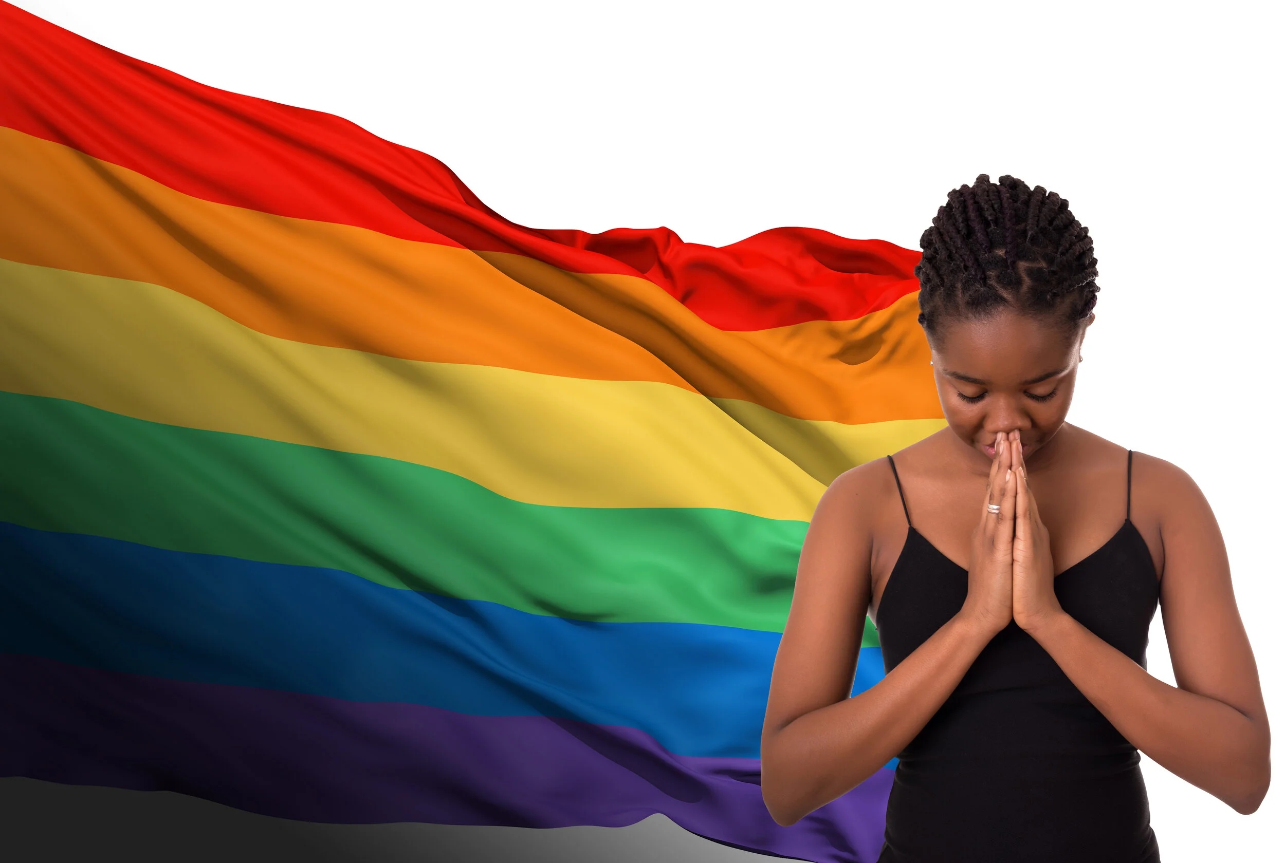 Tolerance Means Poster Girl Praying LGBT Flag.jpg