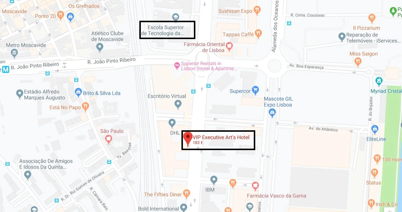 Locator map of the VIP Executive Arts Hotel and the Congress Venue