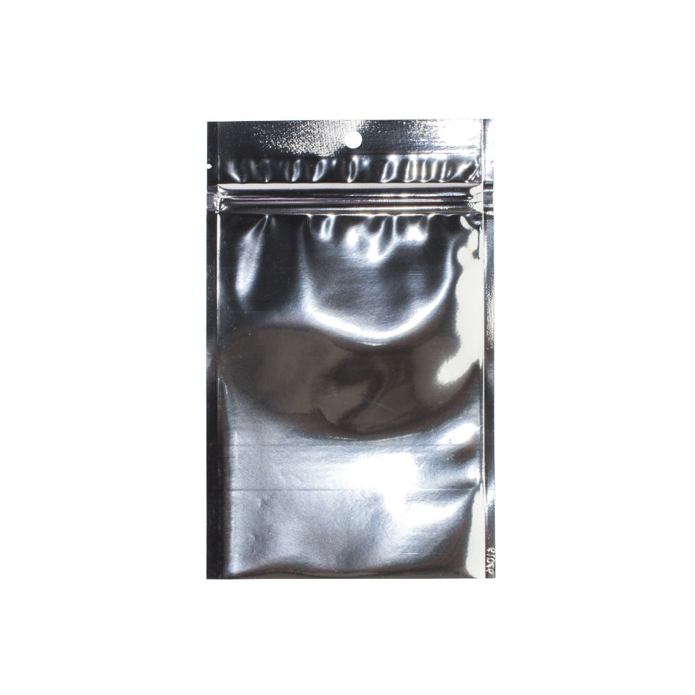 2.375 x 4 O.D. PAKVF4D 3 side seal pouch with zipper and tear