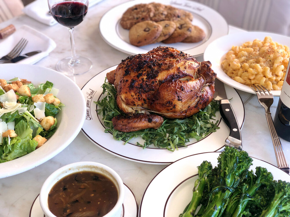 Whole Roasted Chicken With Onion Thyme Jus &amp; Three Sides