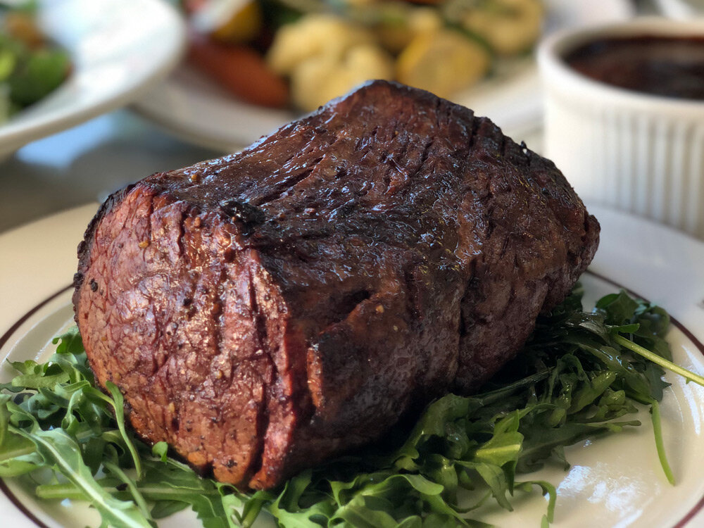 Whole Roasted Beef Tenderloin with Red Wine Demi-glace &amp; Two Sides