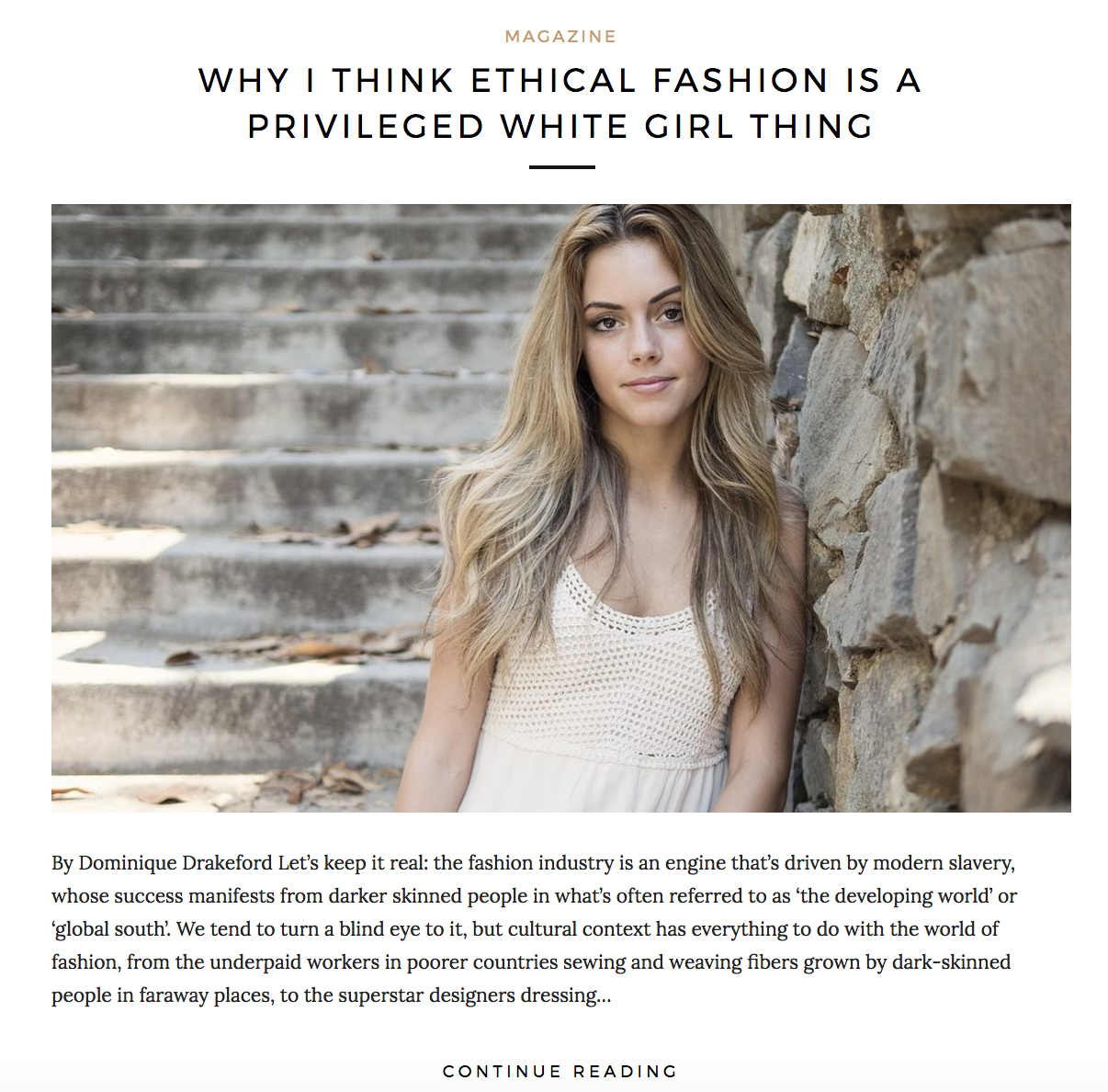 Eluxe Magazine: Why I Think Ethical Fashion Is A Privileged White Girl Thing