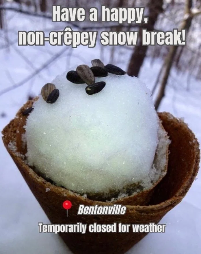 This snowstorm is for the birds 🐦 ❄️
Out of an abundance of caution, we&rsquo;re temporarily closed for weather.

We&rsquo;ll share updates here as we know more.

#BentonvilleAR
#NWAEats
#NWAWeather
#SnowDay
#ShopLocal