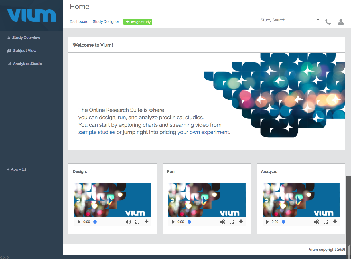  Web interface landing page with orientation videos.&nbsp; 