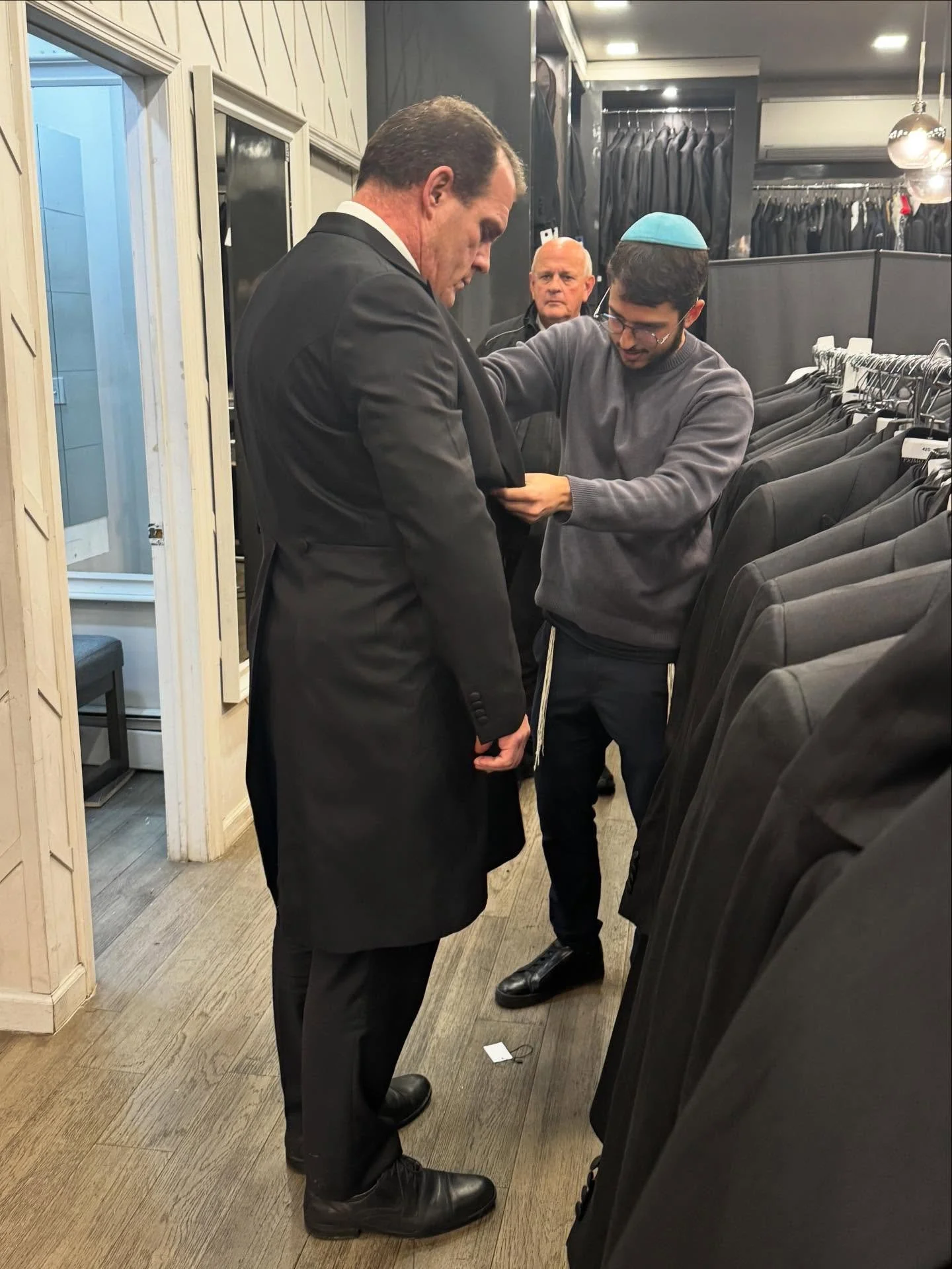 I was shocked to learn we&rsquo;re not the only ones who wear Kapotas!
A group of pastors came on a tour, and when seeing the Kapotas they said that&rsquo;s exactly what they wear when preaching. They were excited to finally find a place to buy one i