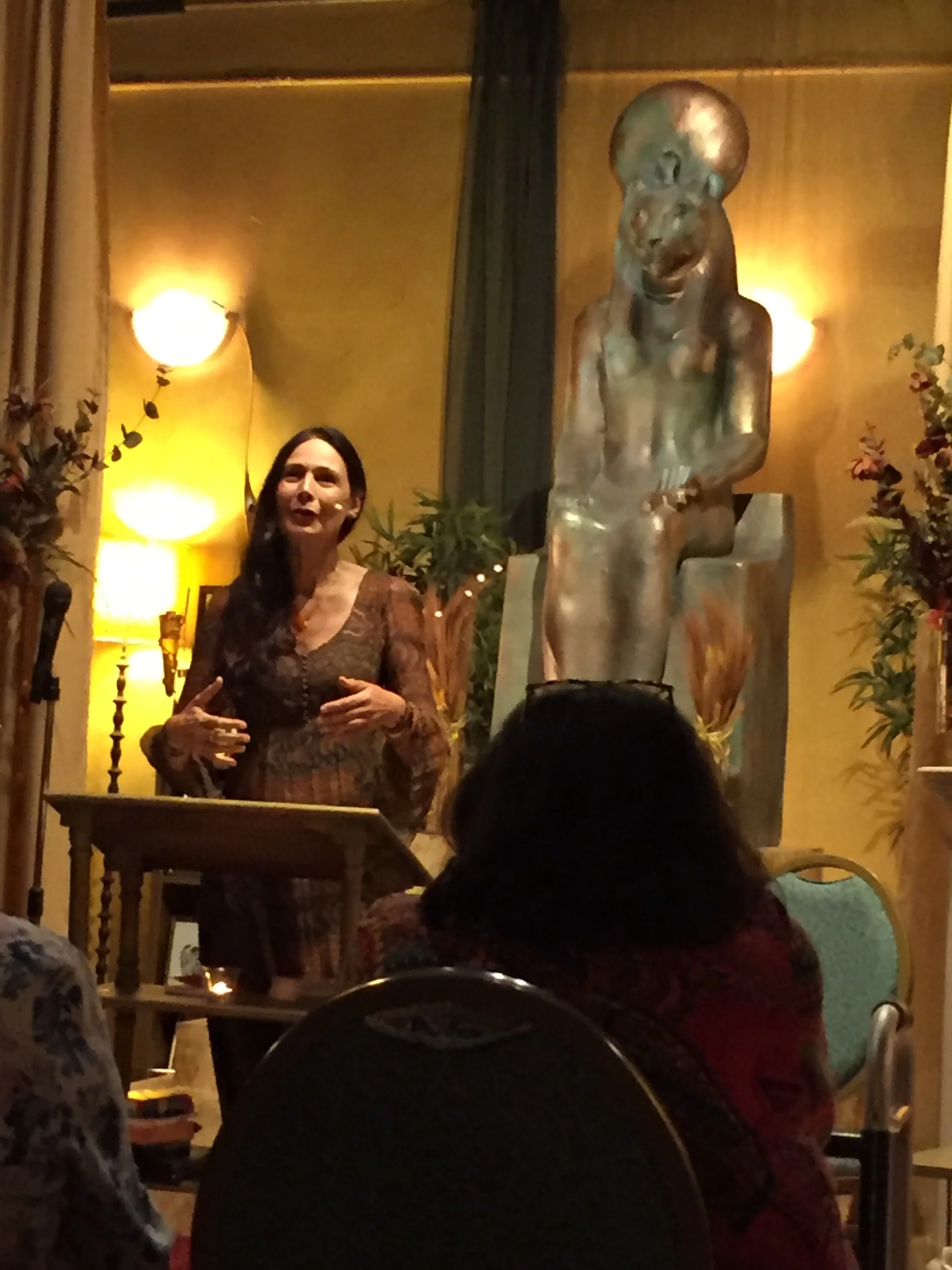 Raïna speaking at the Joseph Campbell RoundTable in Orange County, on October 7, 2017.